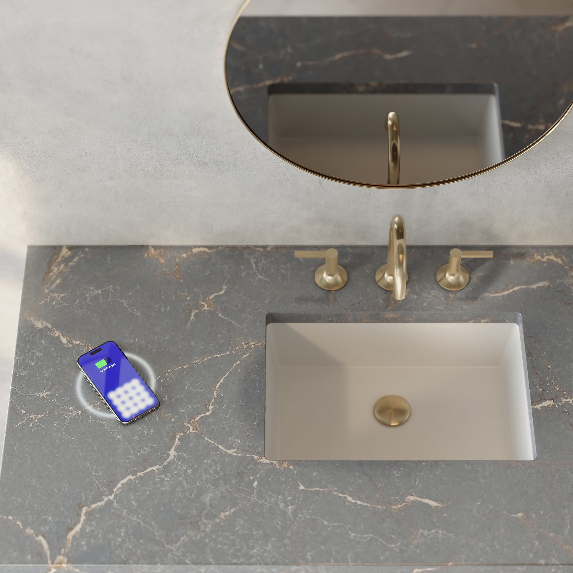 Whitewashed Oak / Parisien Bleu - 3 Faucet Holes