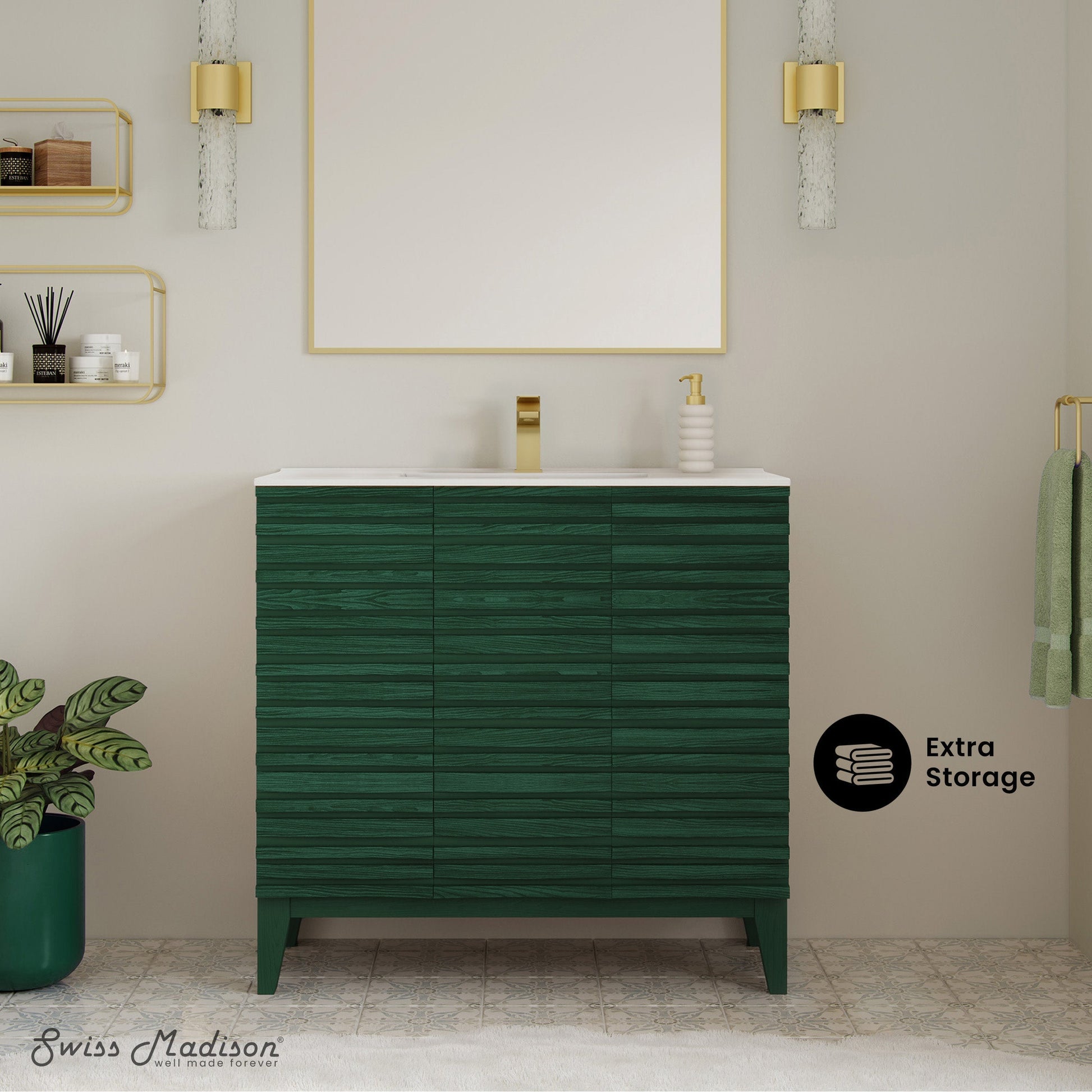 Green Oak / White / 1-Hole