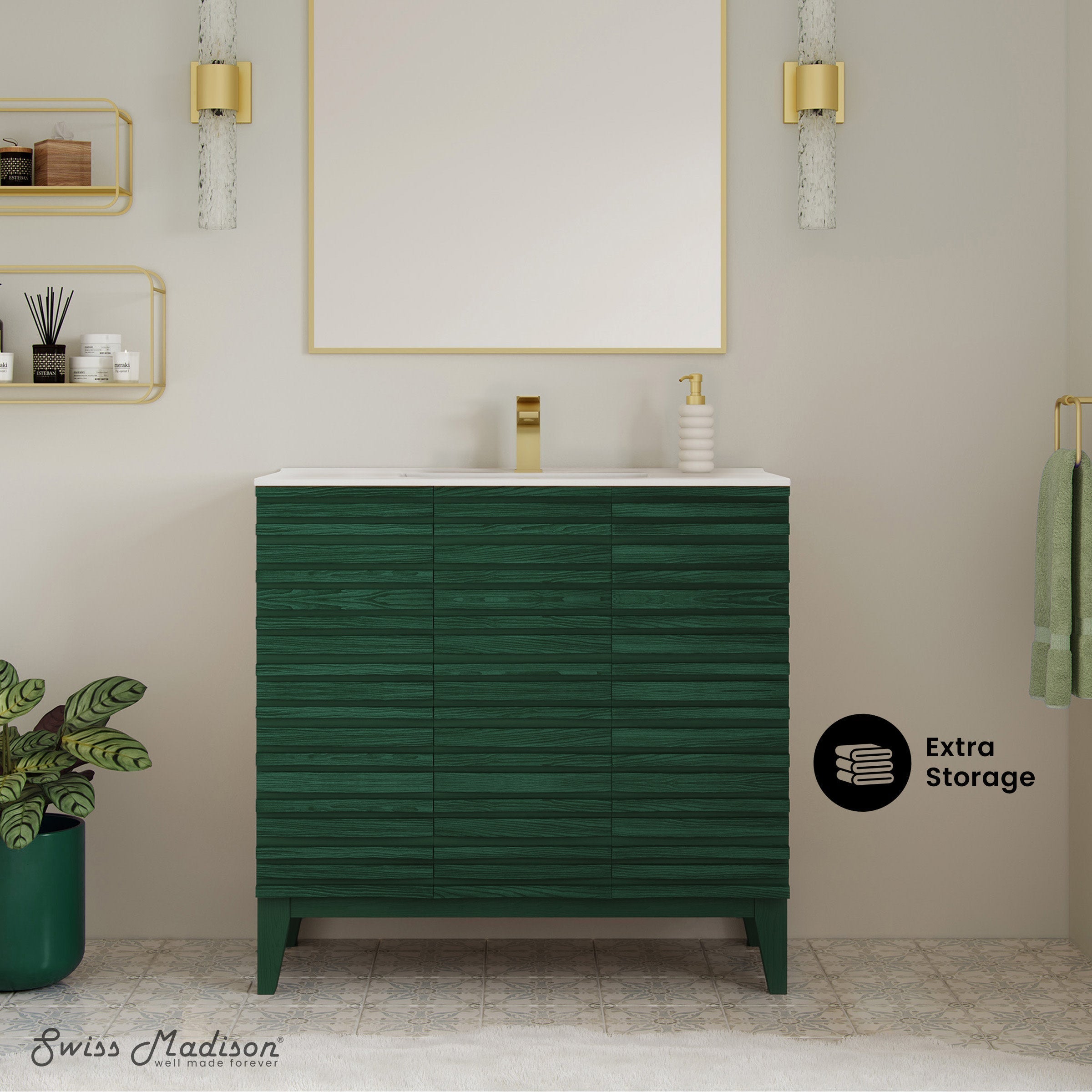 Green Oak / White / 1-Hole