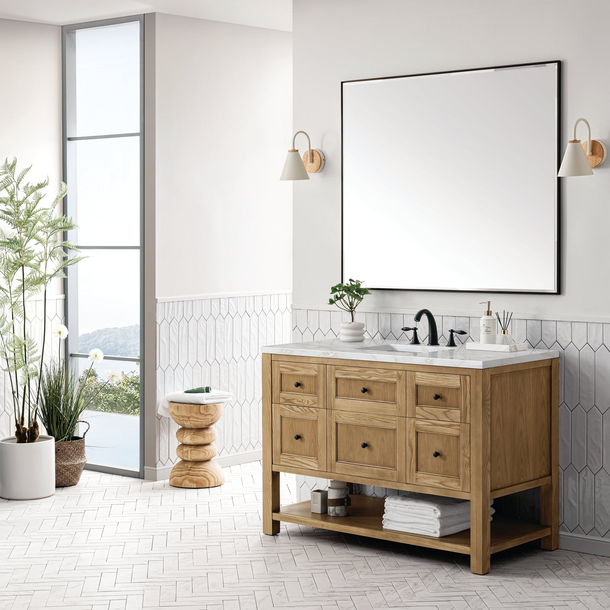 Light Natural Oak / Victorian Silver - 3 Faucet Holes