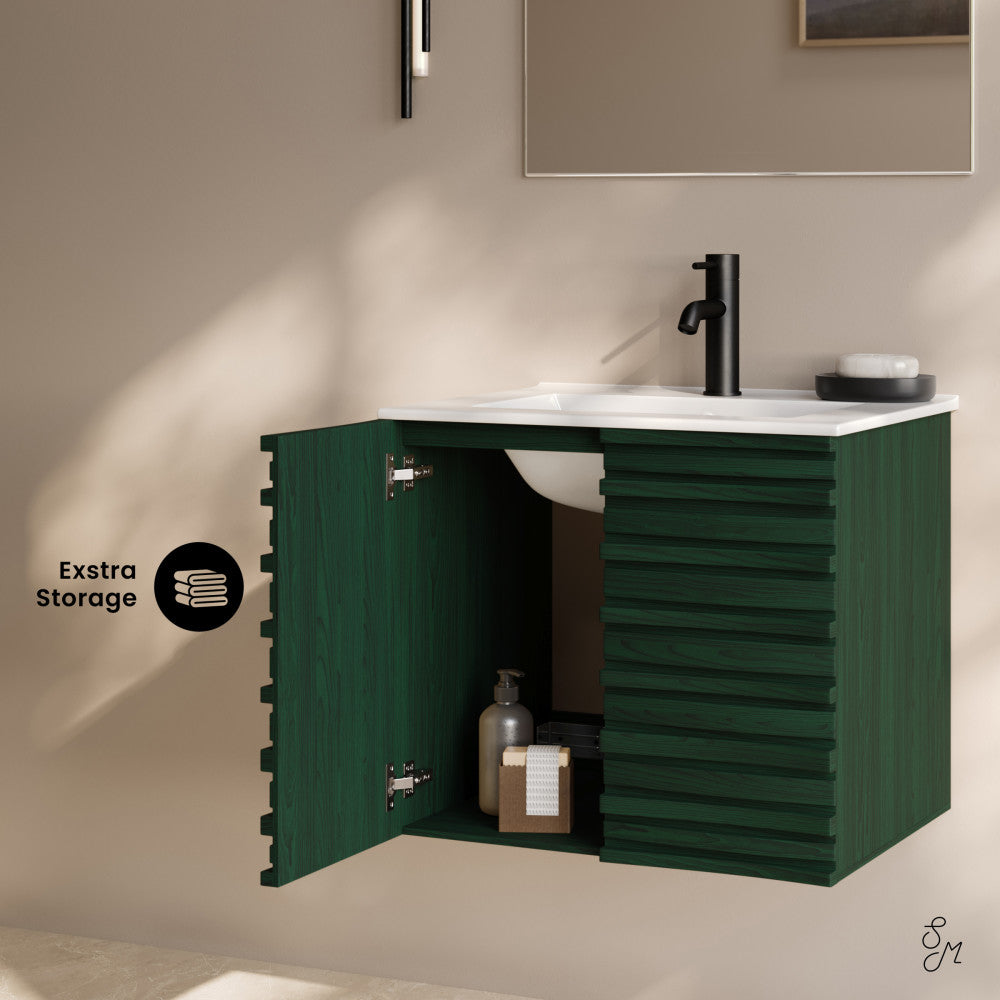Green Oak / White / 1-Hole