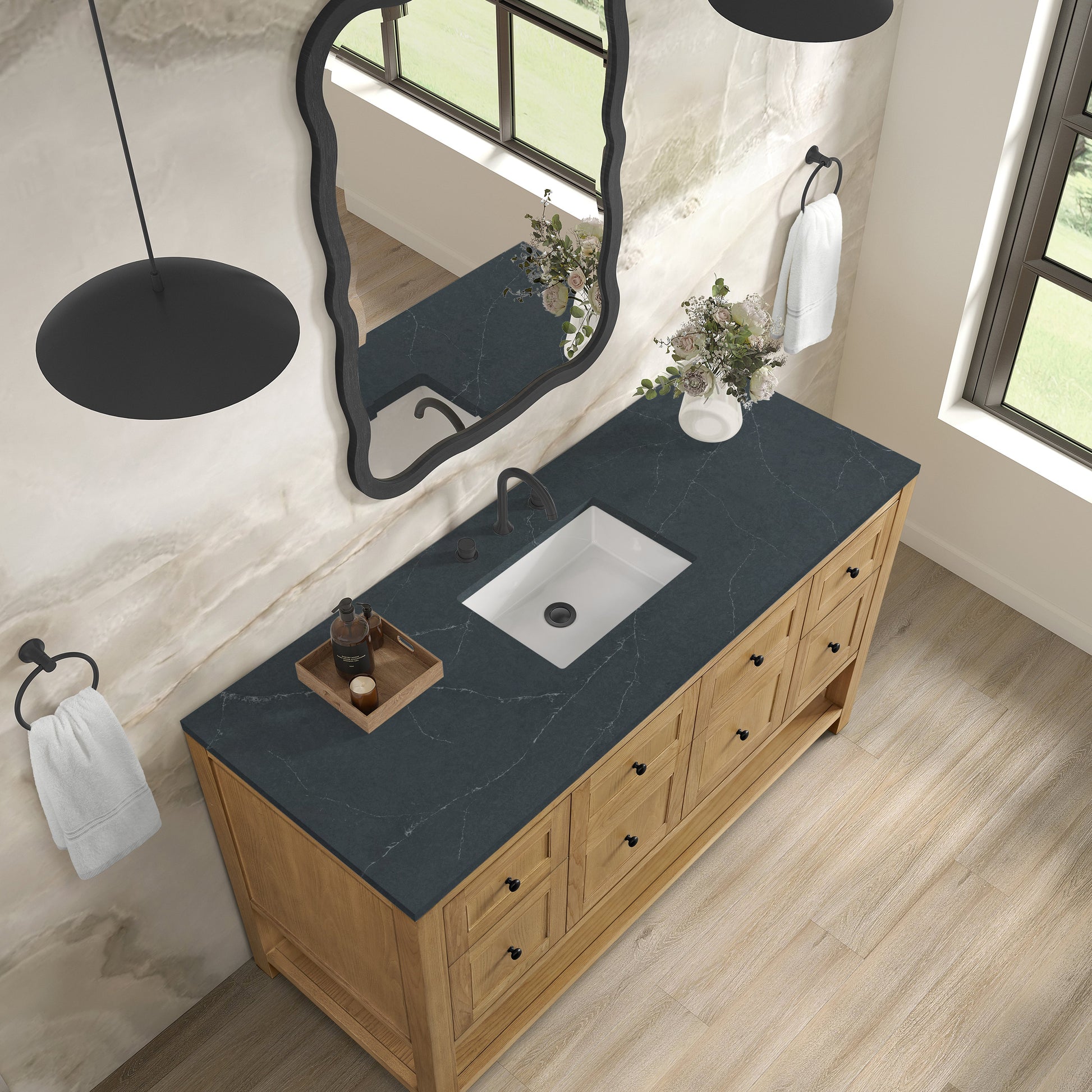 Light Natural Oak / Charcoal Soapstone - 3 Faucet Holes