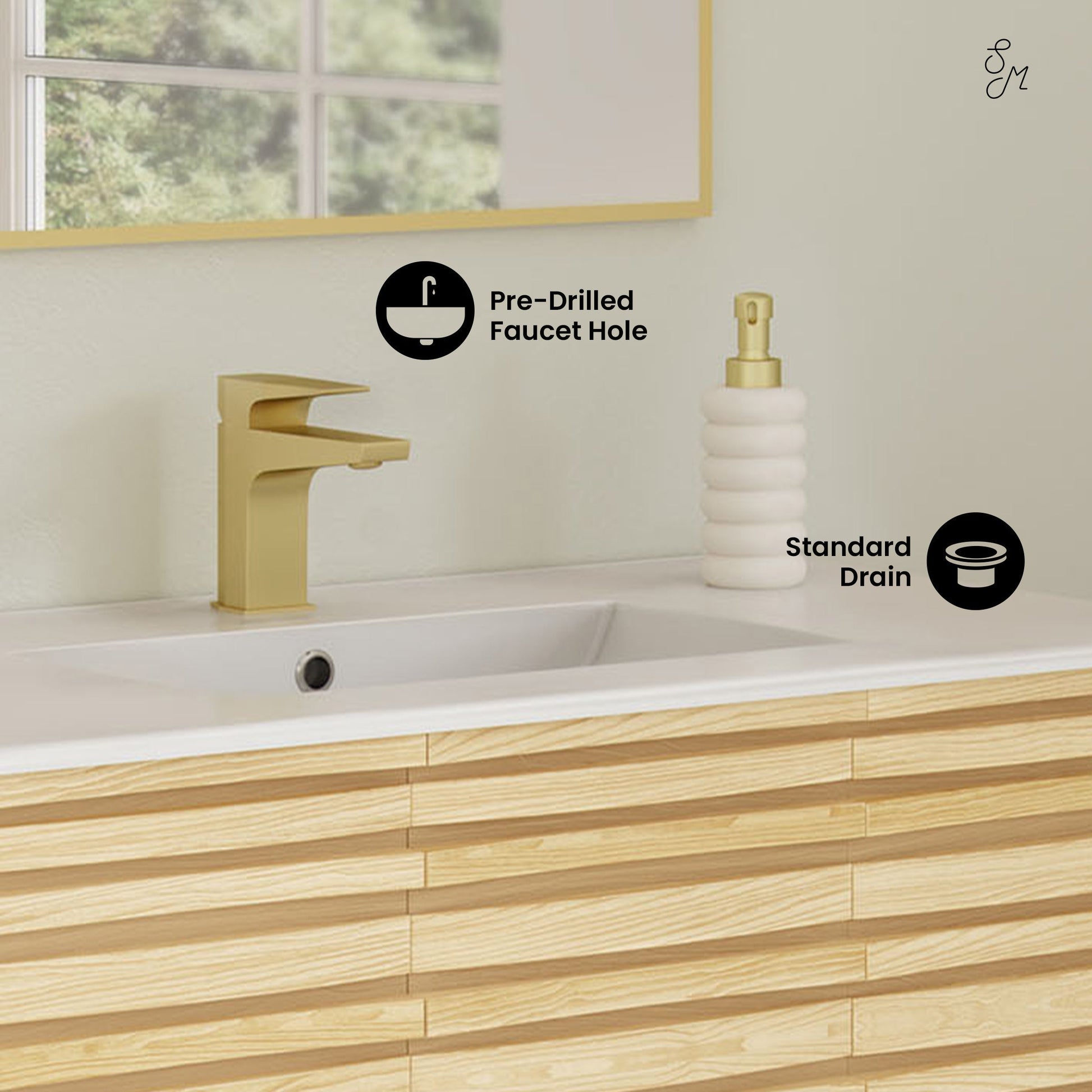 Natural Oak / White / 1-Hole
