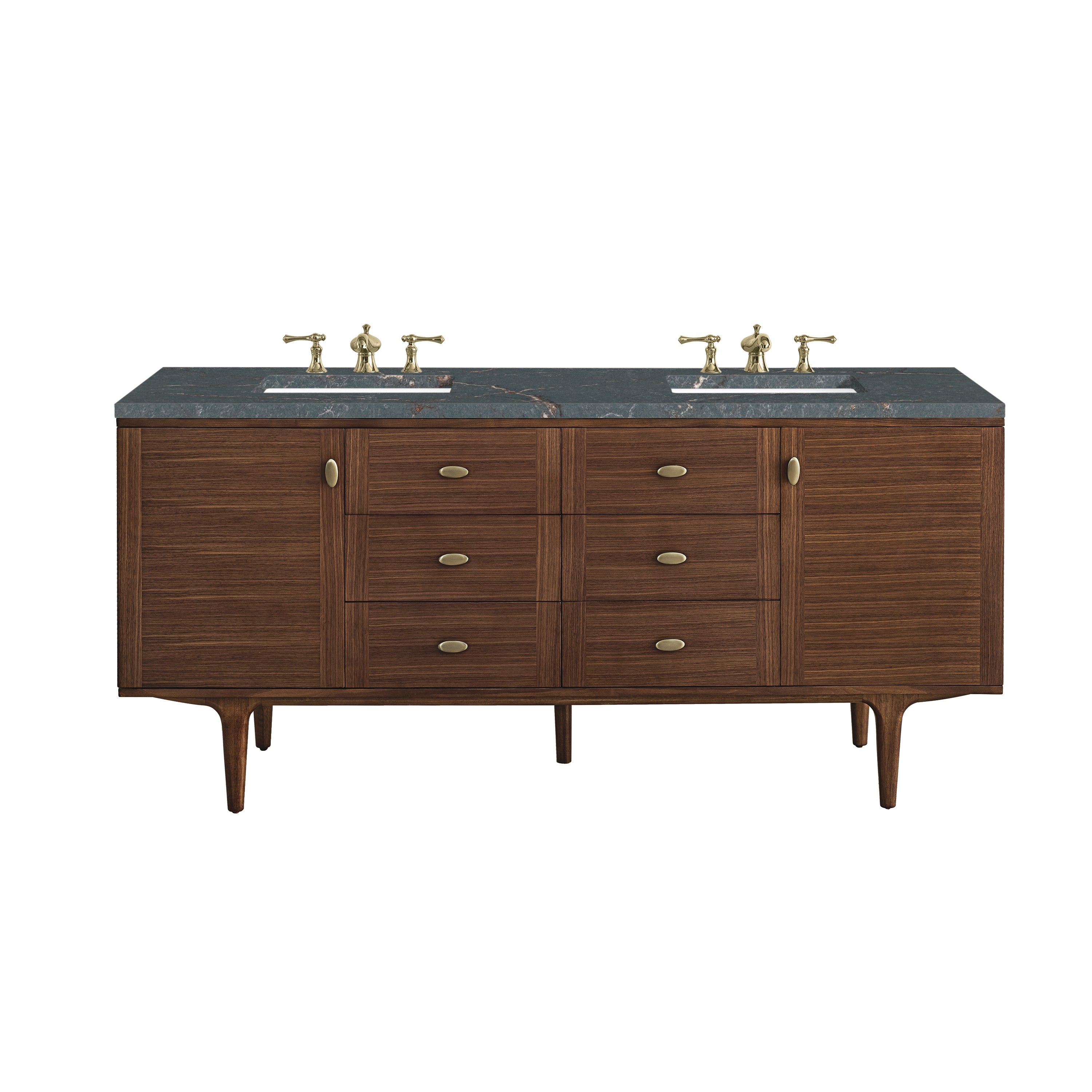 Mid-Century Walnut / Parisien Bleu - 3 Faucet Holes