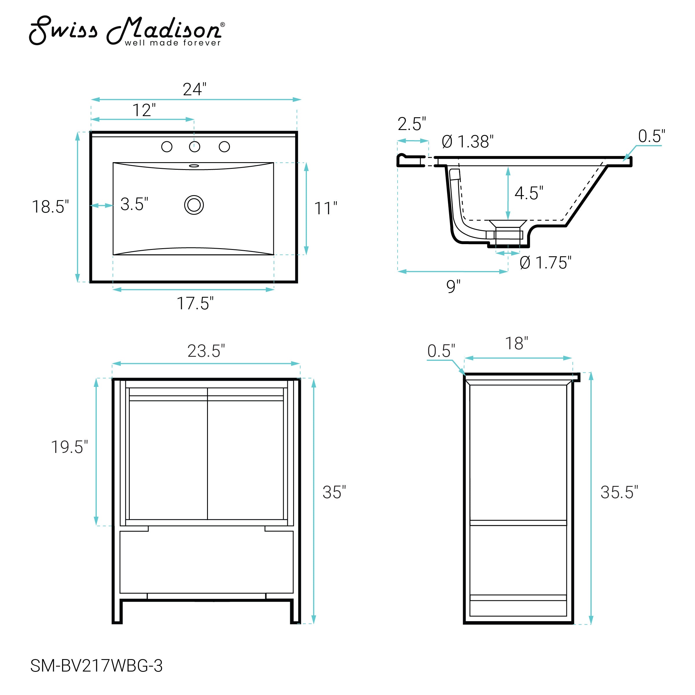 White / White / 3-Hole