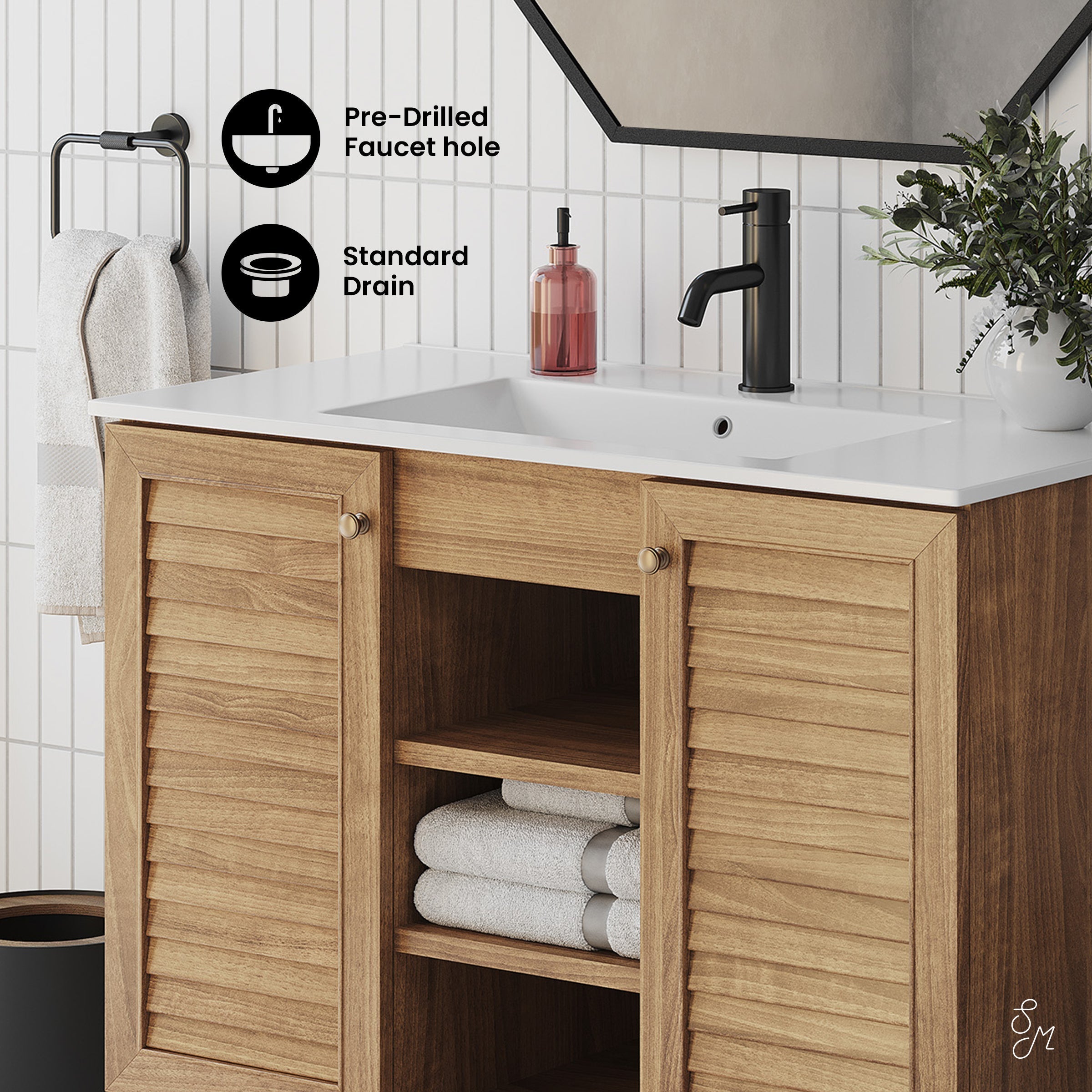 Golden Oak / White / 1-Hole