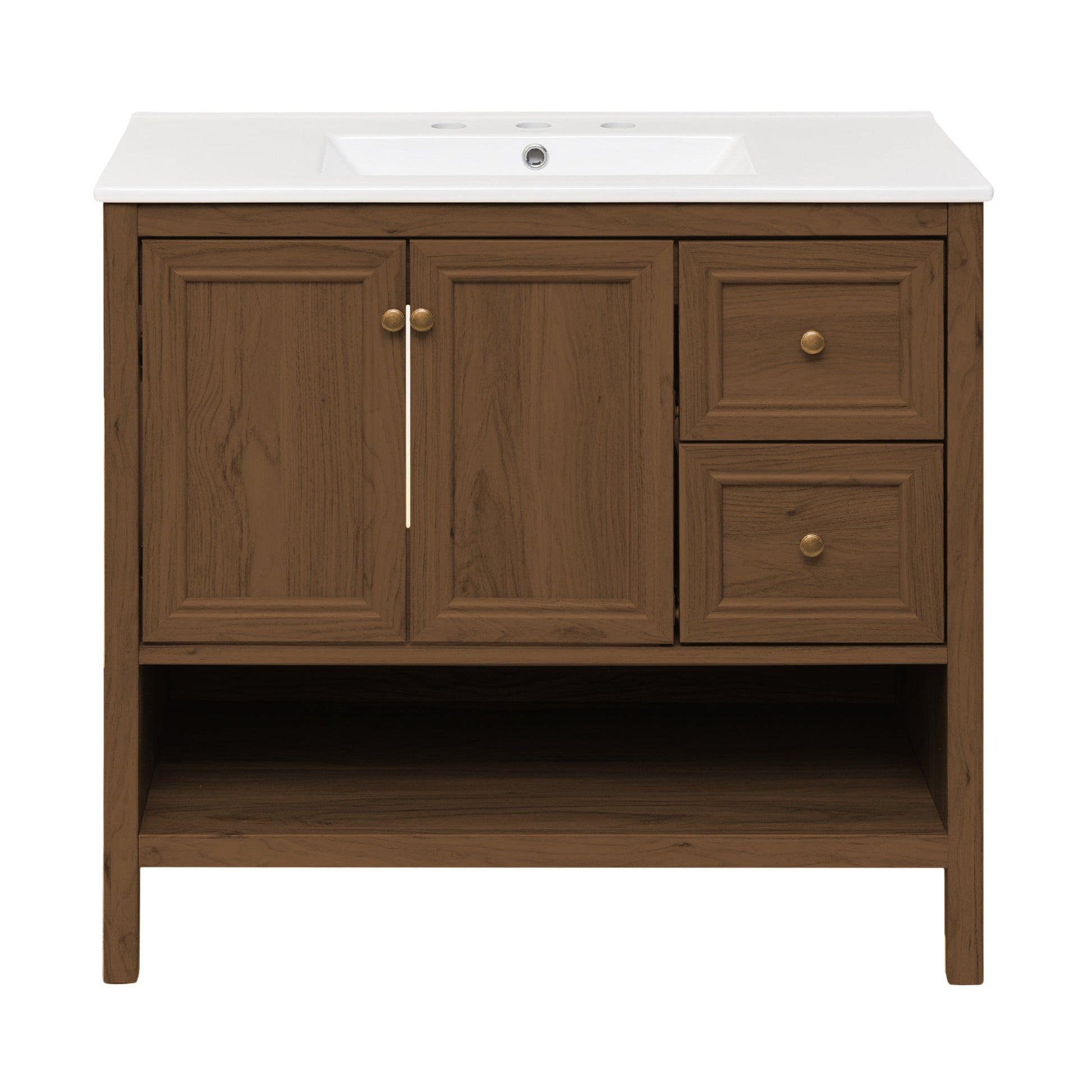 Brown Oak / White / 3-Hole