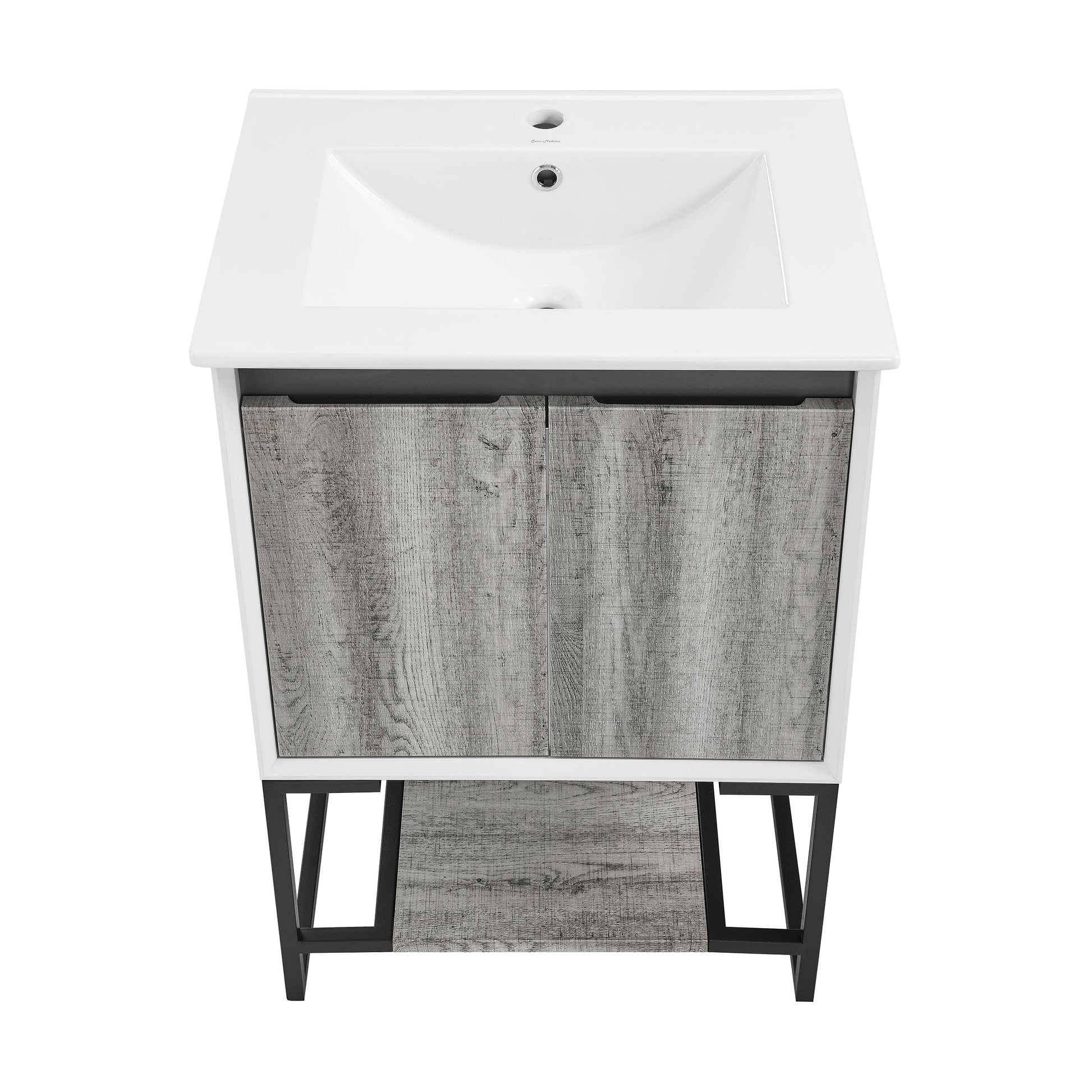 Gray Oak / White / 1-Hole