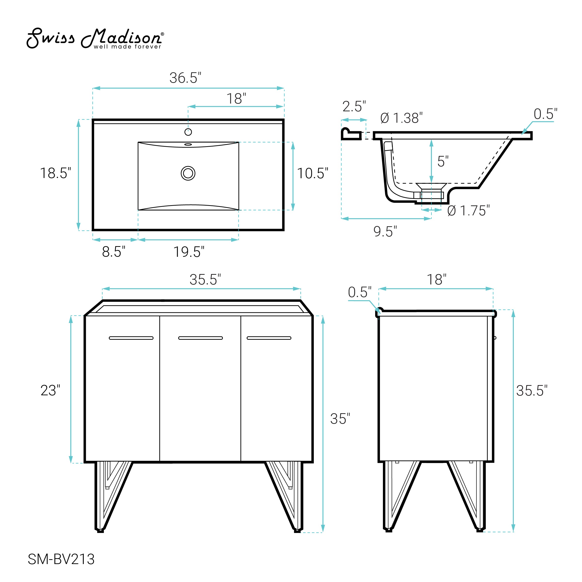 White / White / 1-Hole