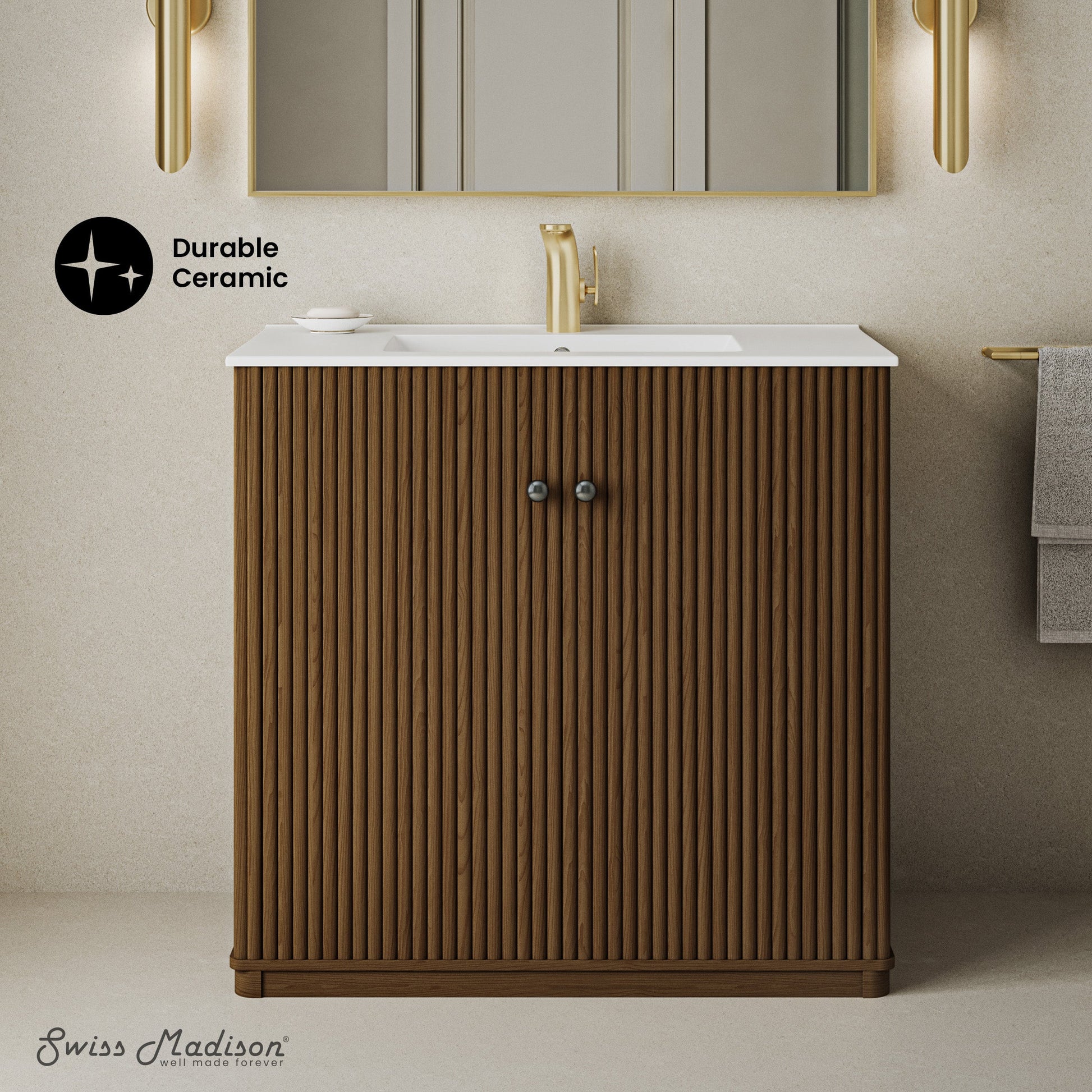 Brown Oak / White / 1-Hole