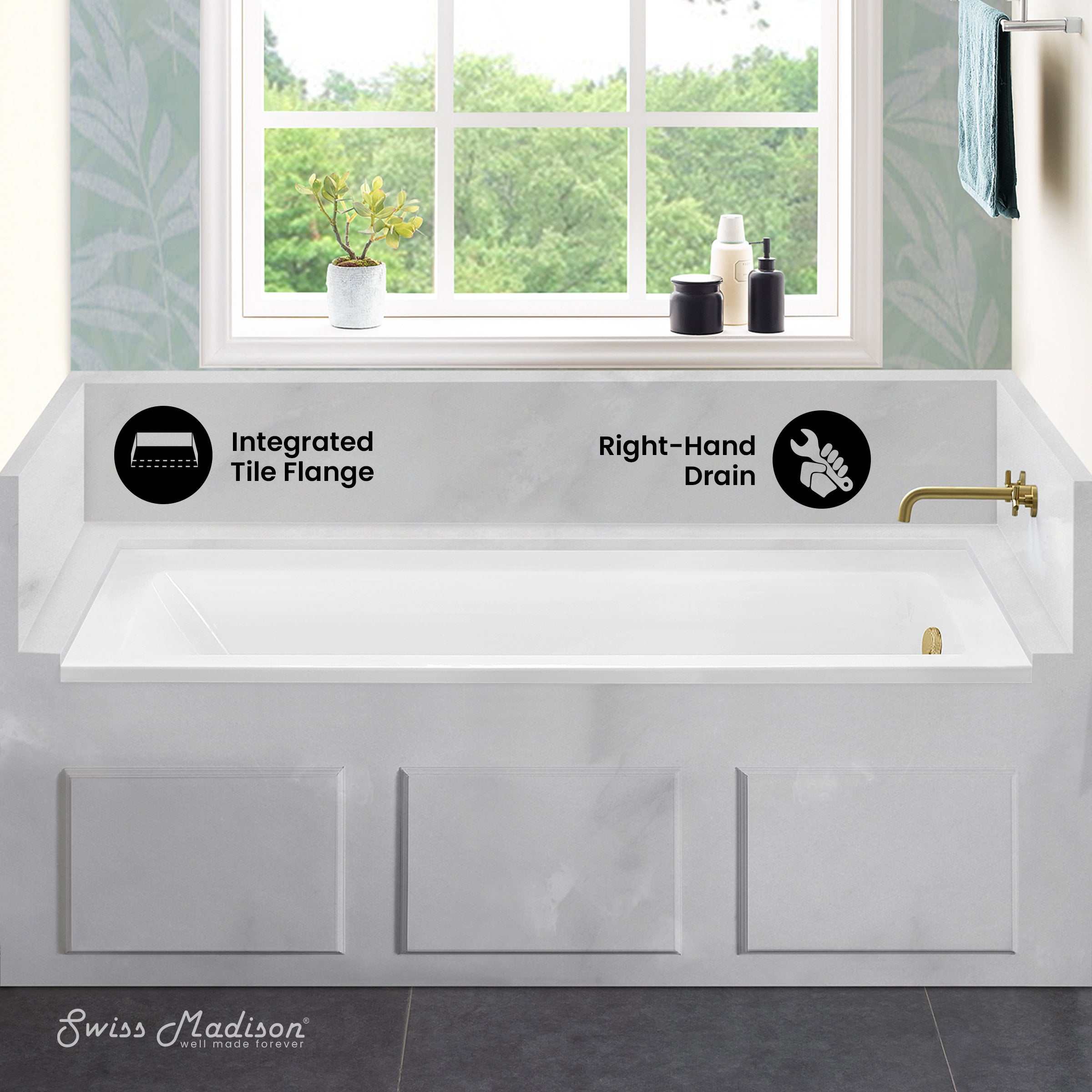 Glossy White / Alcove - No Apron / Right