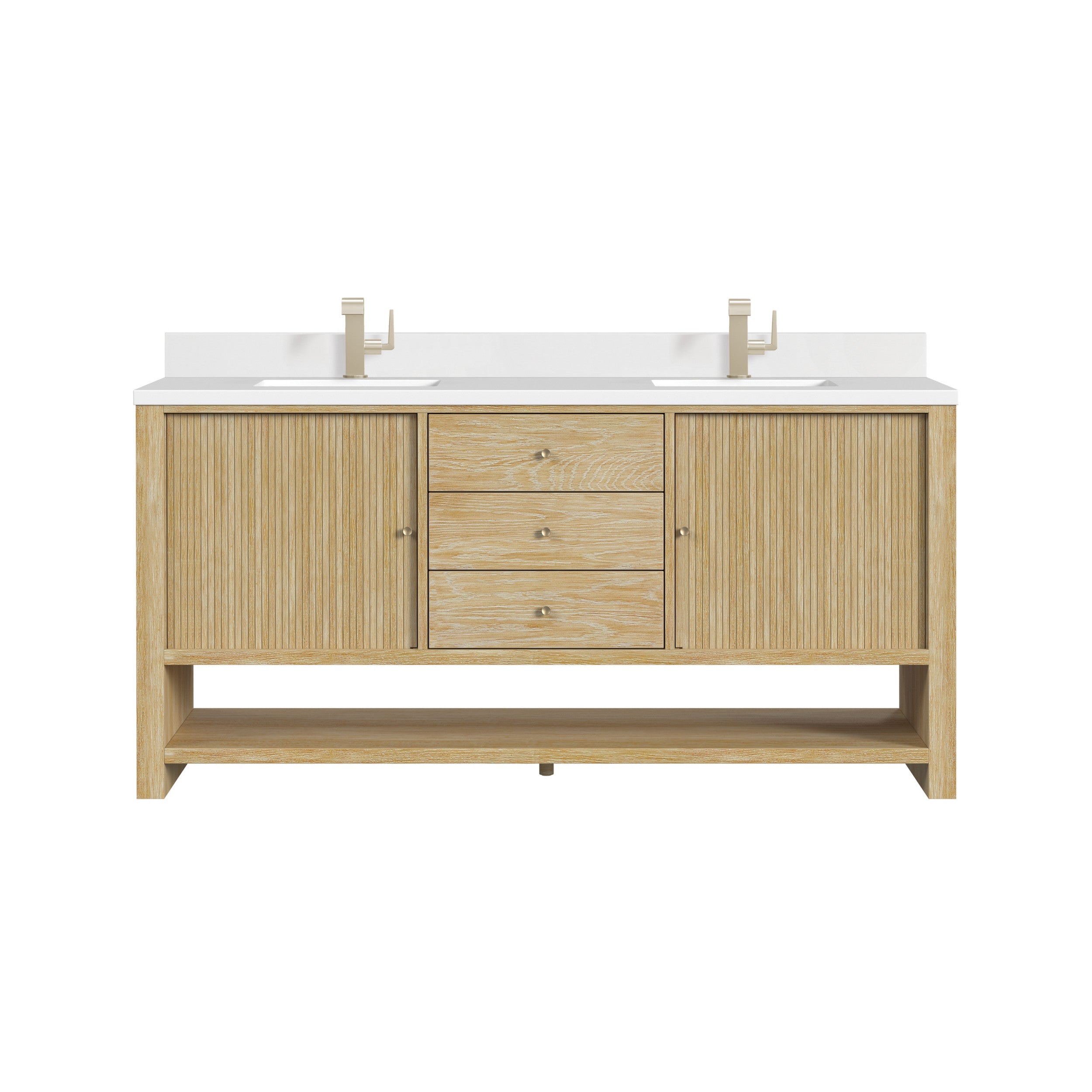 Sunwashed Oak / White Zeus - 1 Faucet Hole