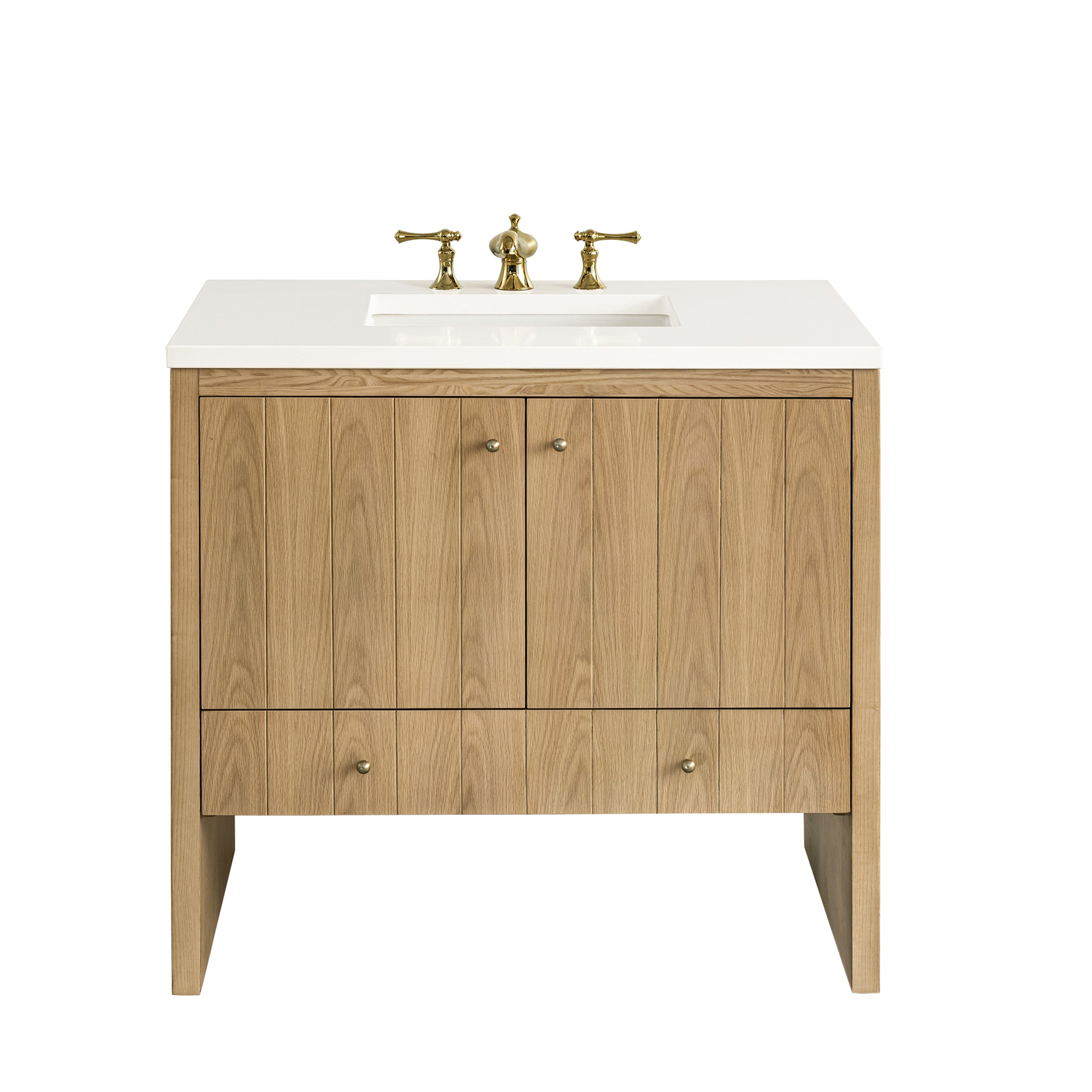 Light Natural Oak / White Zeus - 3 Faucet Holes