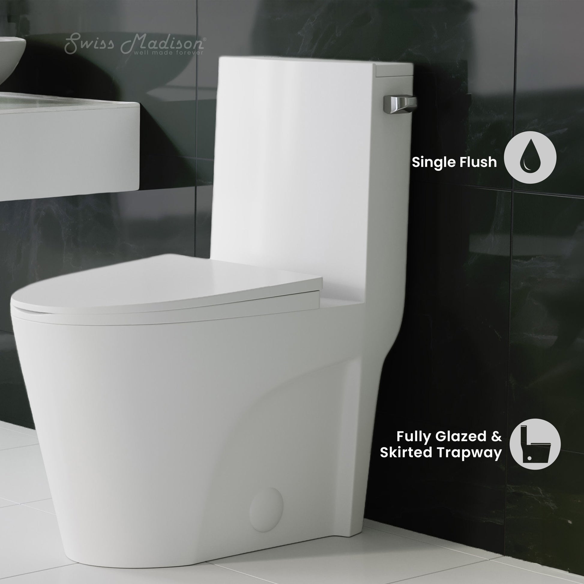 Glossy White / Single - Right / Chrome