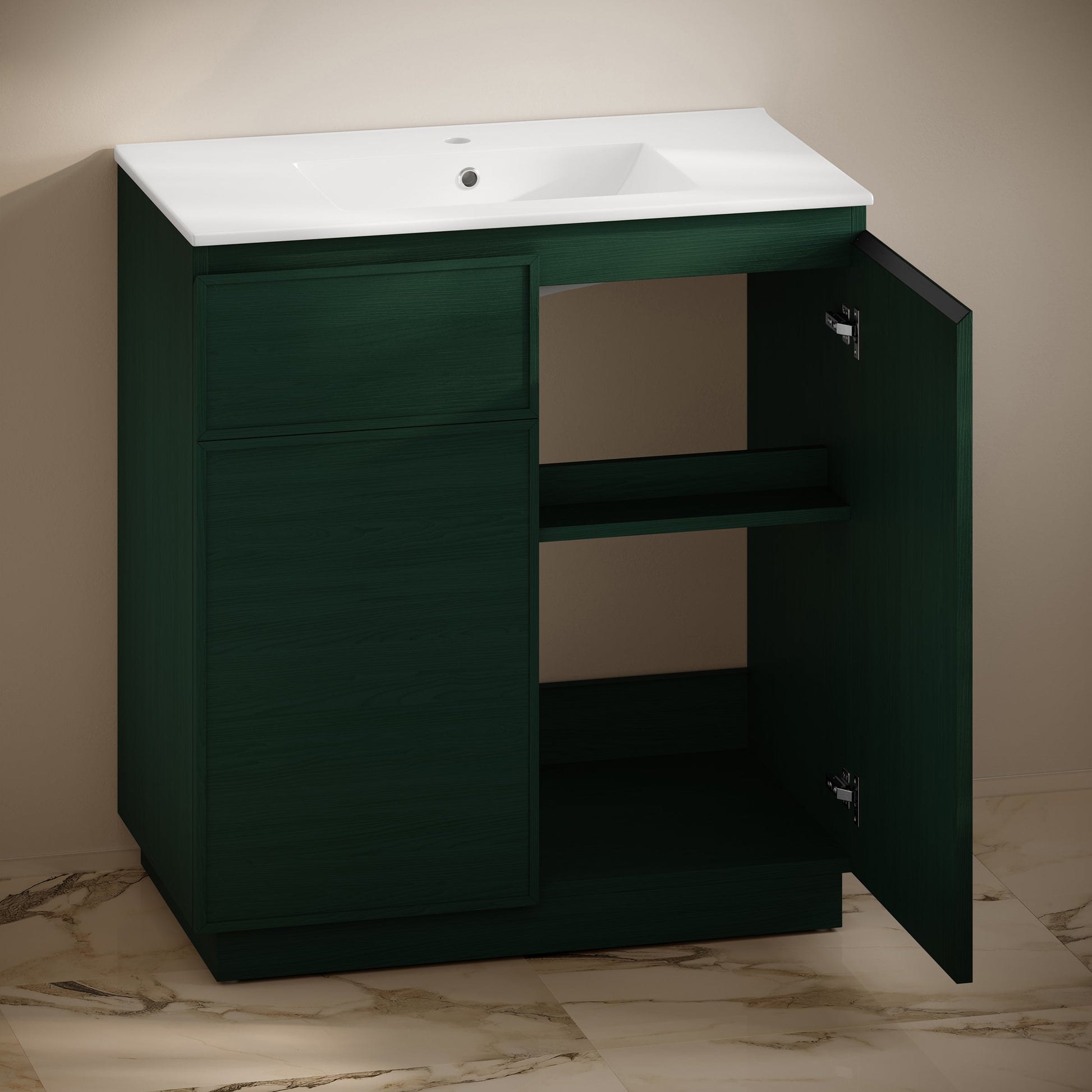 Green Oak / White / 1-Hole