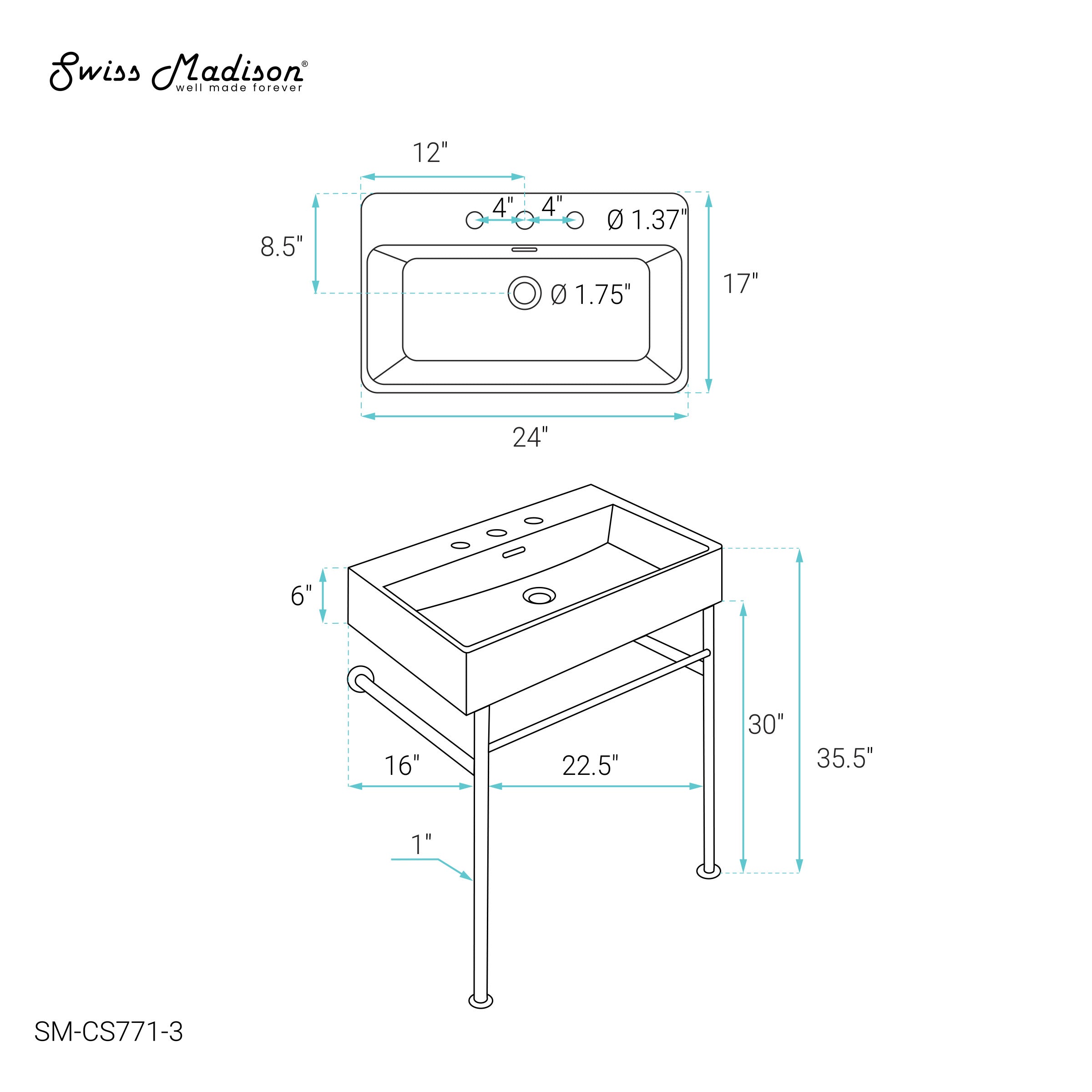 Black / White / 3-Hole