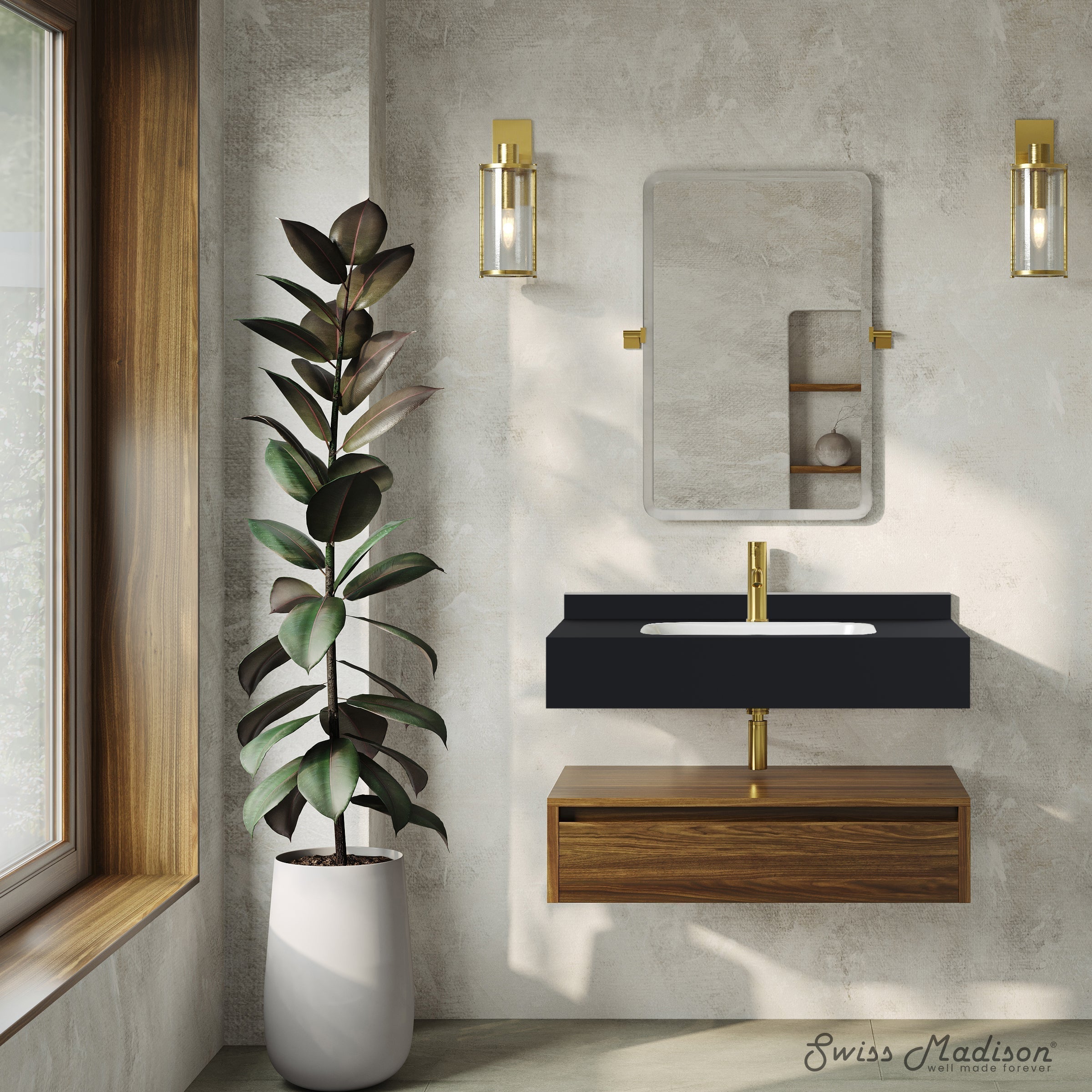 Brown Oak / Black Marquina