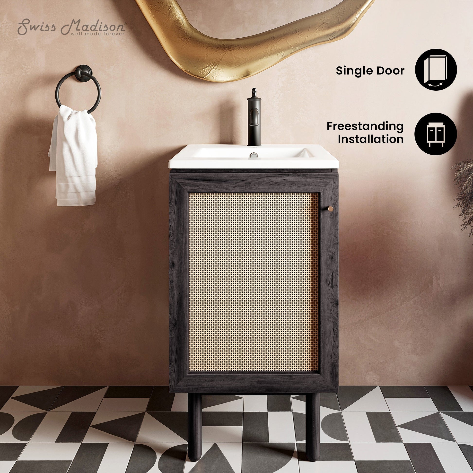 Black Oak / White / 1-Hole