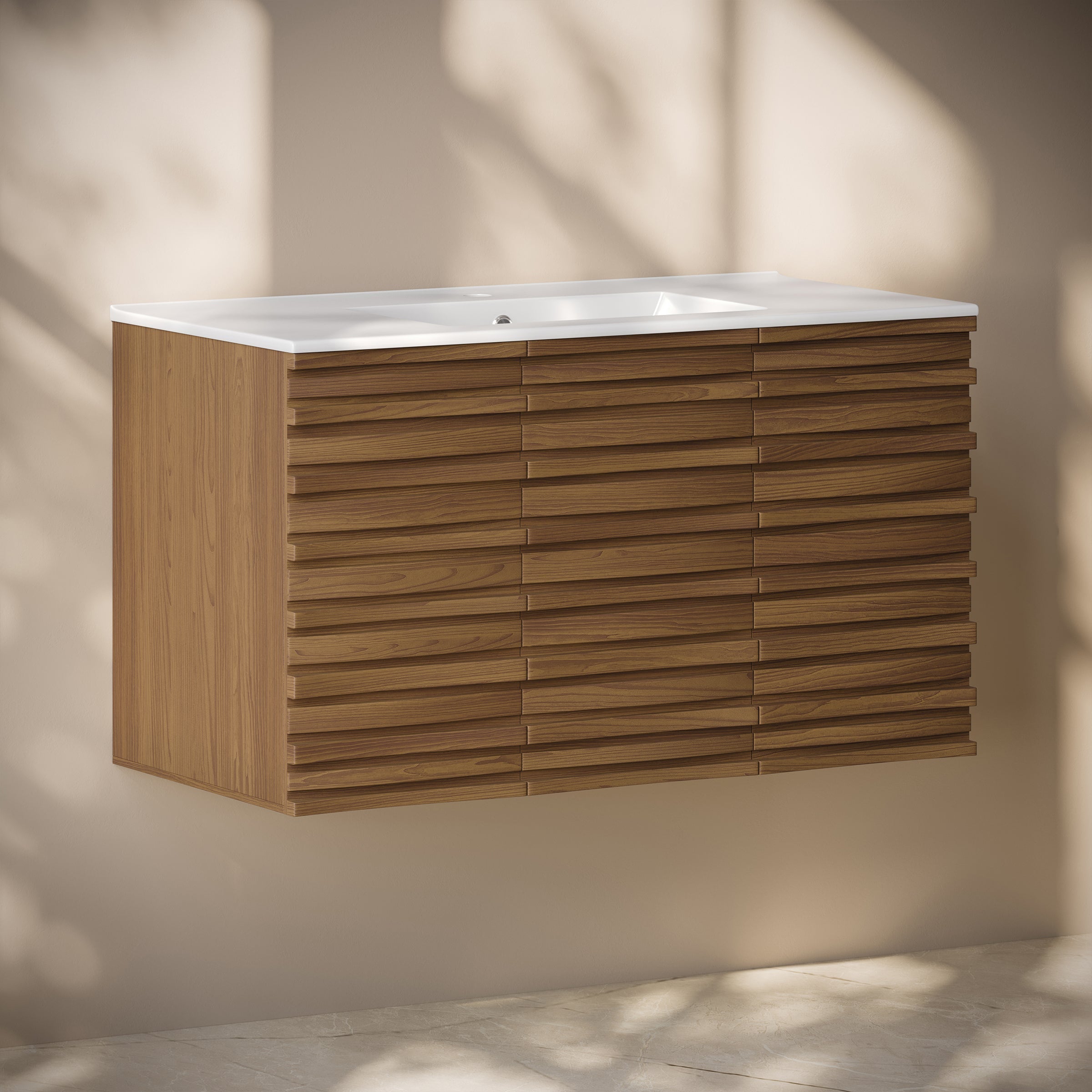 Brown Oak / White / 1-Hole