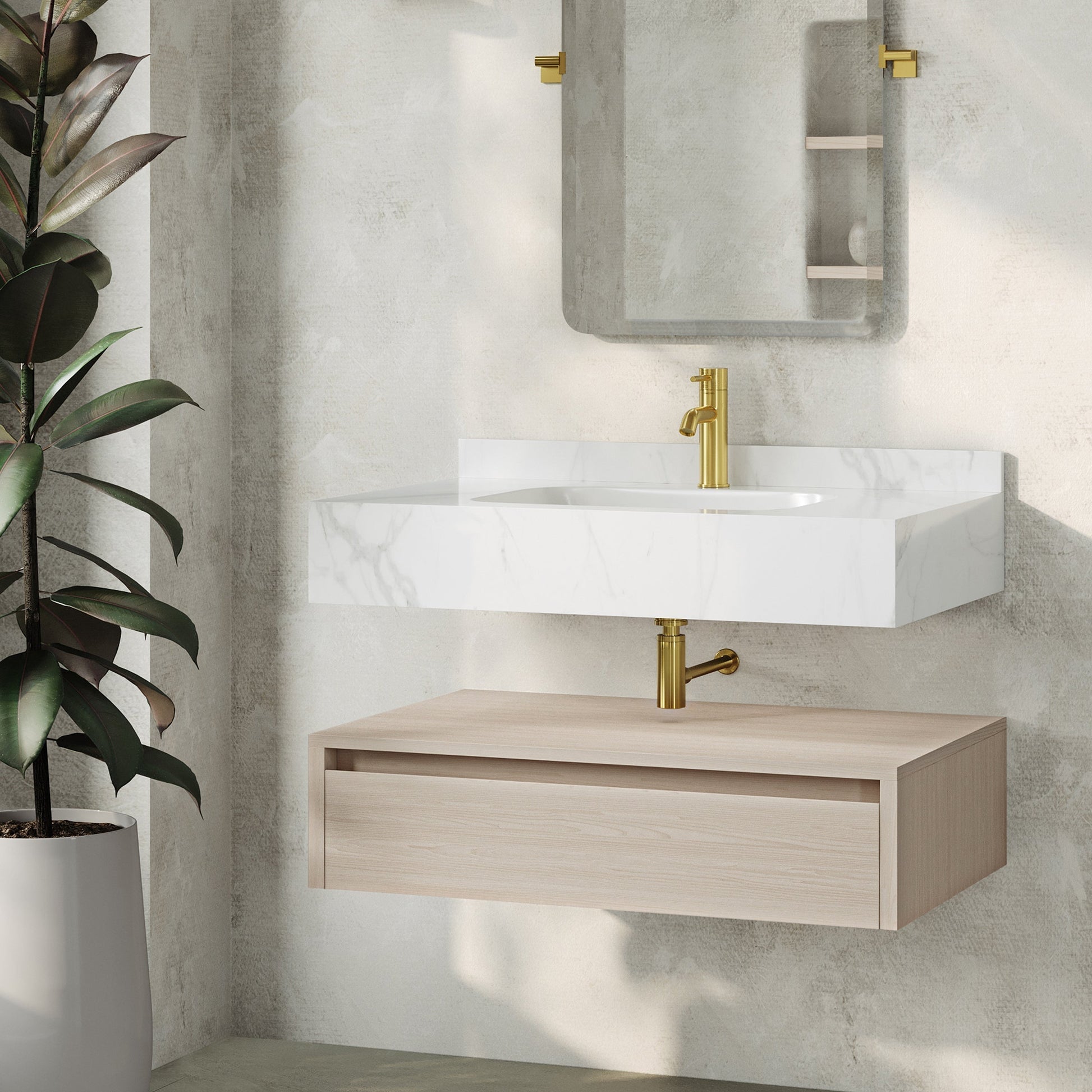 White Oak / White Marble