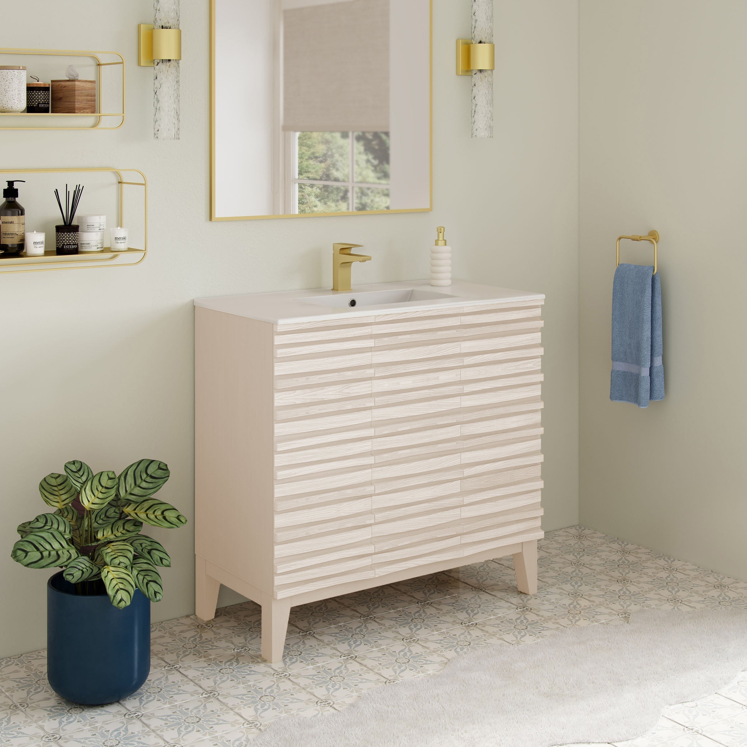 White Oak / White / 1-Hole