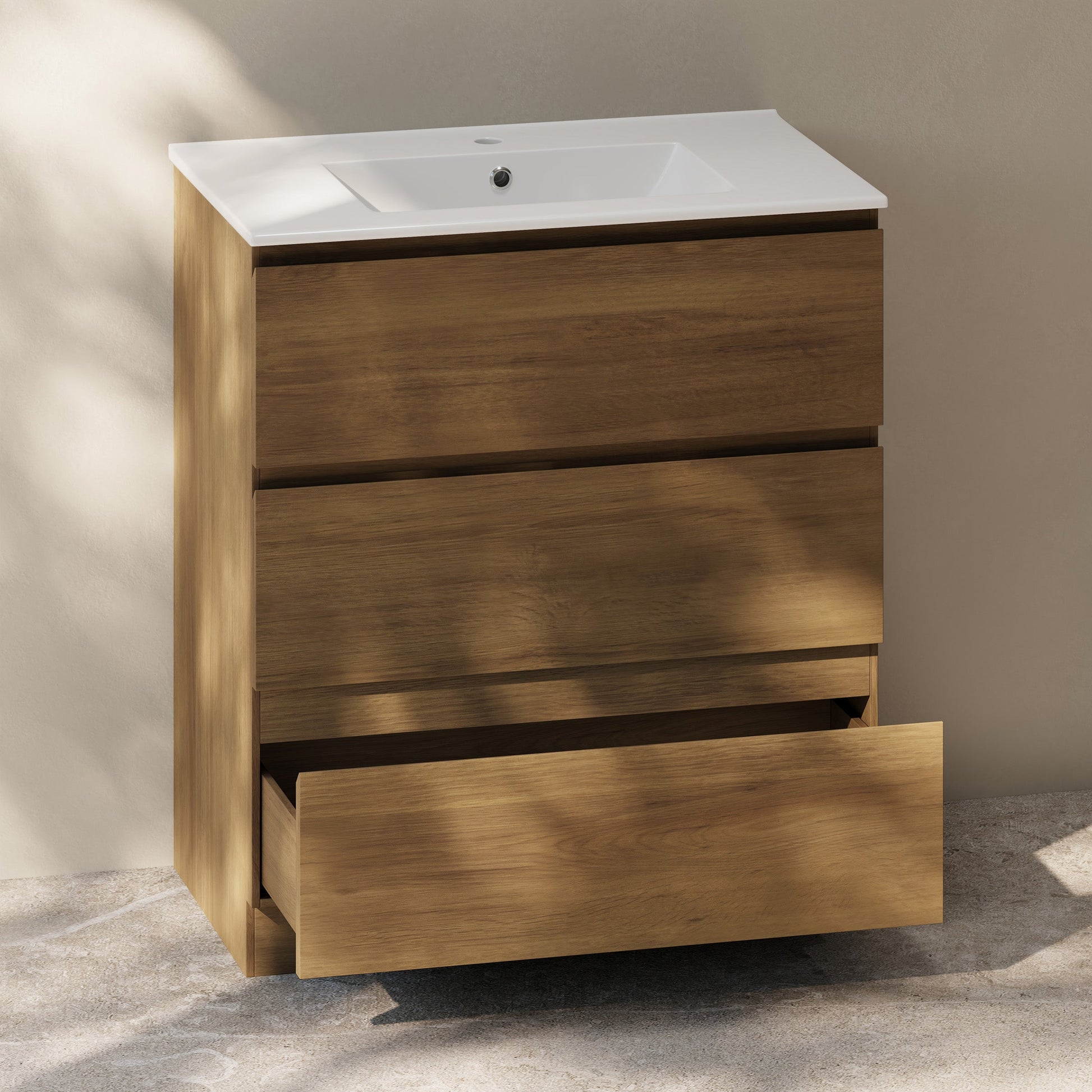 Brown Oak / Glossy White / 1-Hole