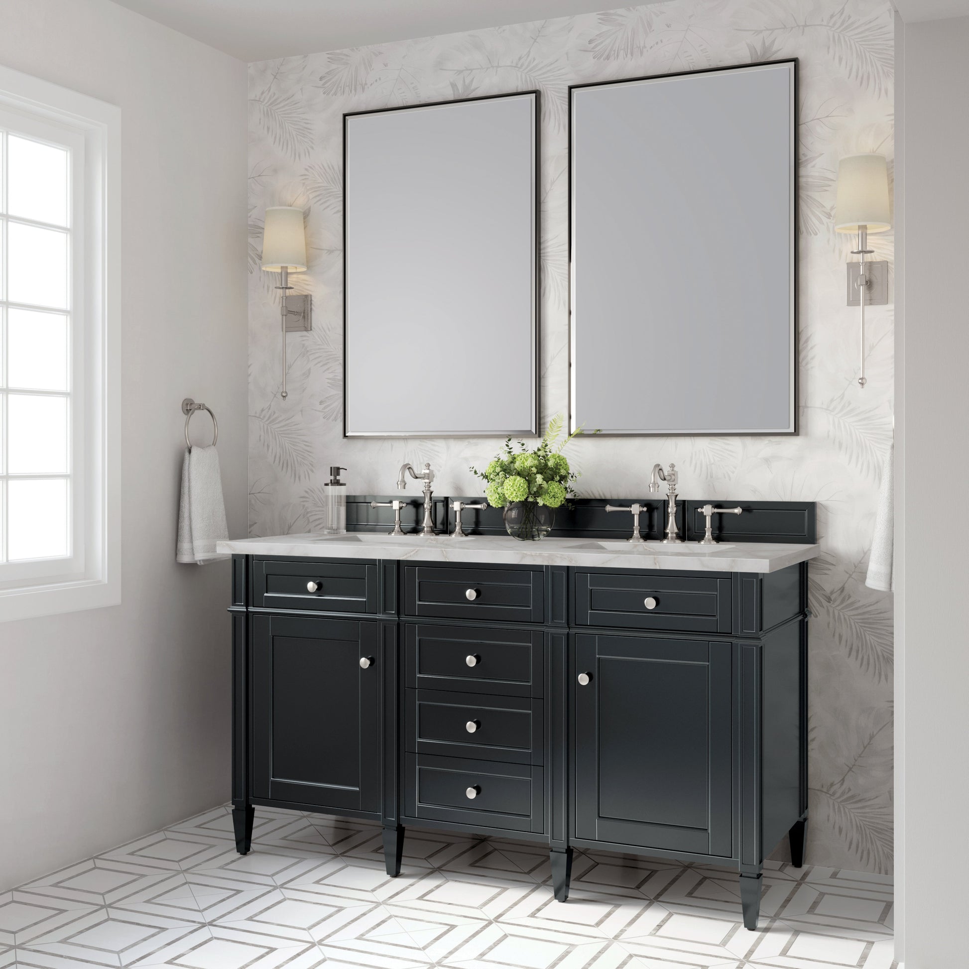 Black Onyx / Victorian Silver - 3 Faucet Holes