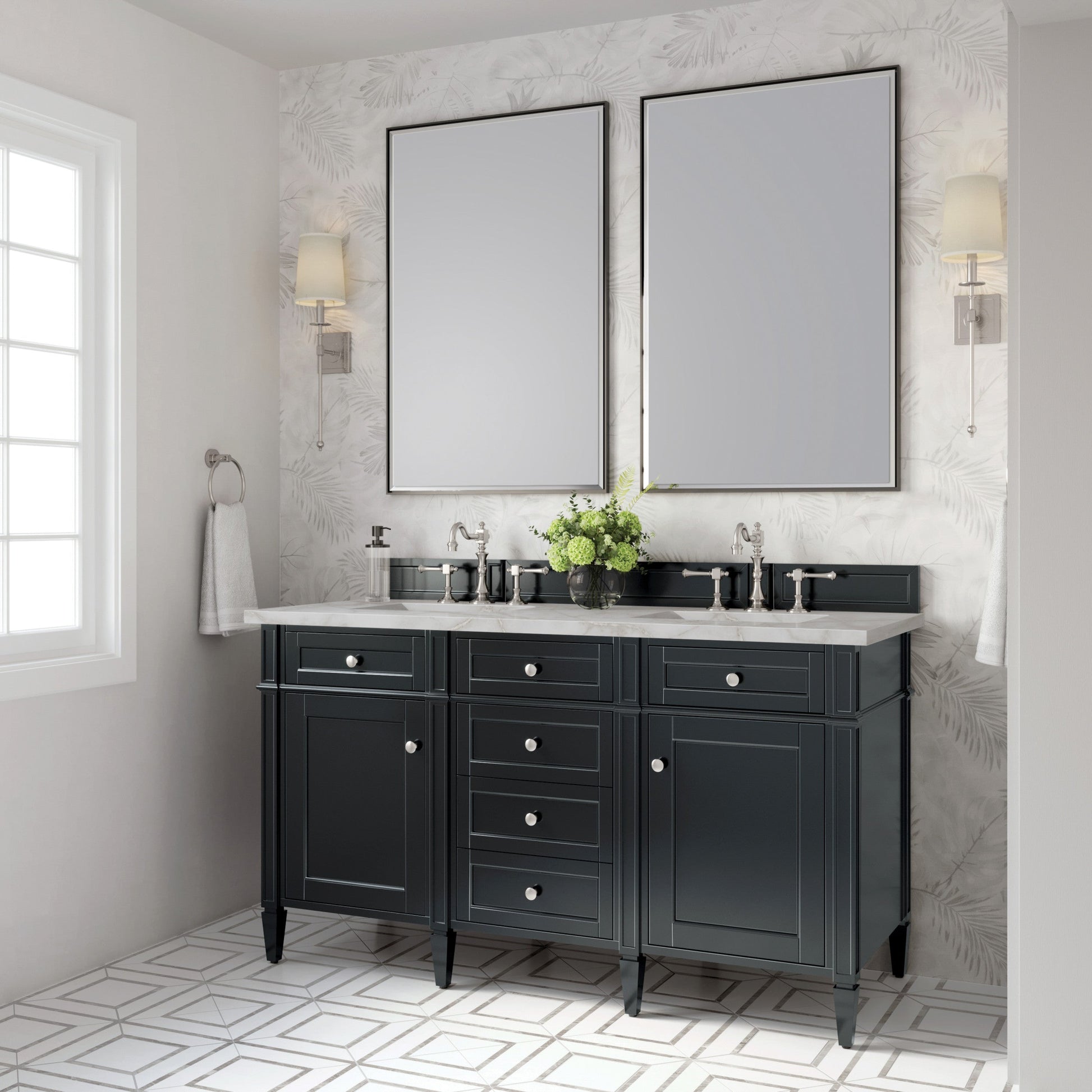 Black Onyx / Victorian Silver - 3 Faucet Holes