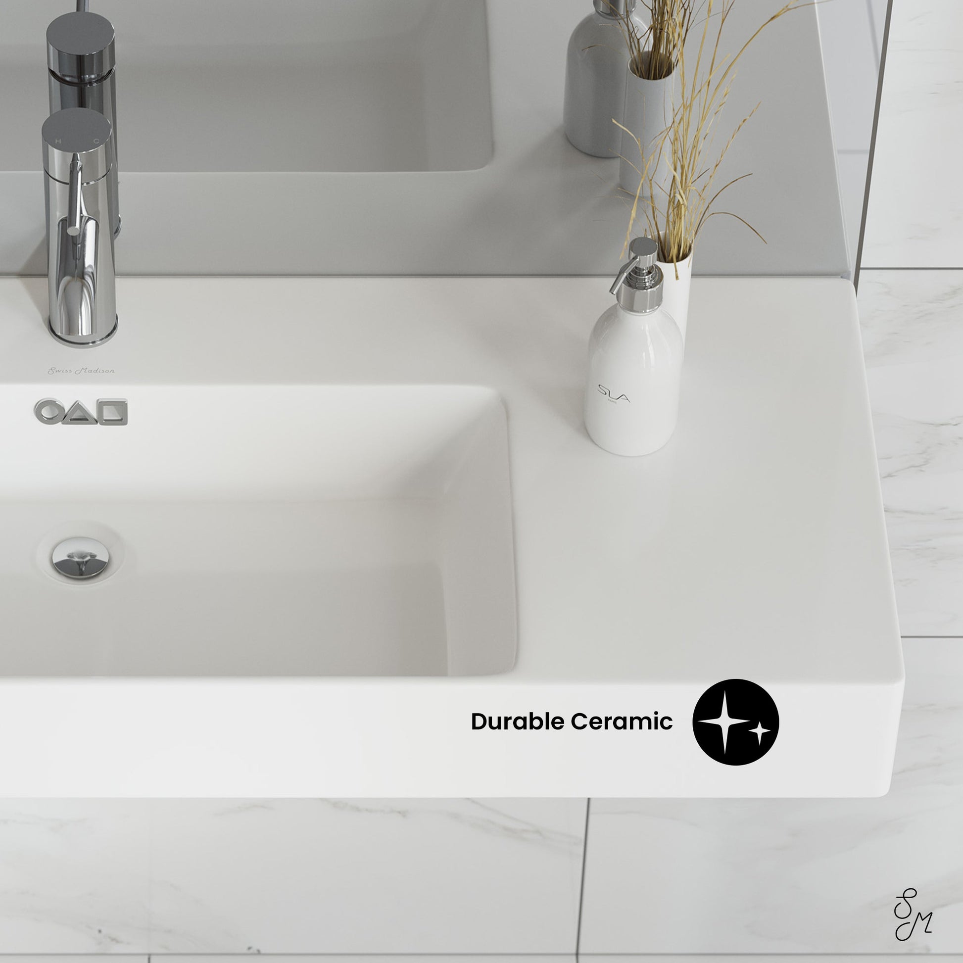 Glossy White / 1 Faucet Hole - Left