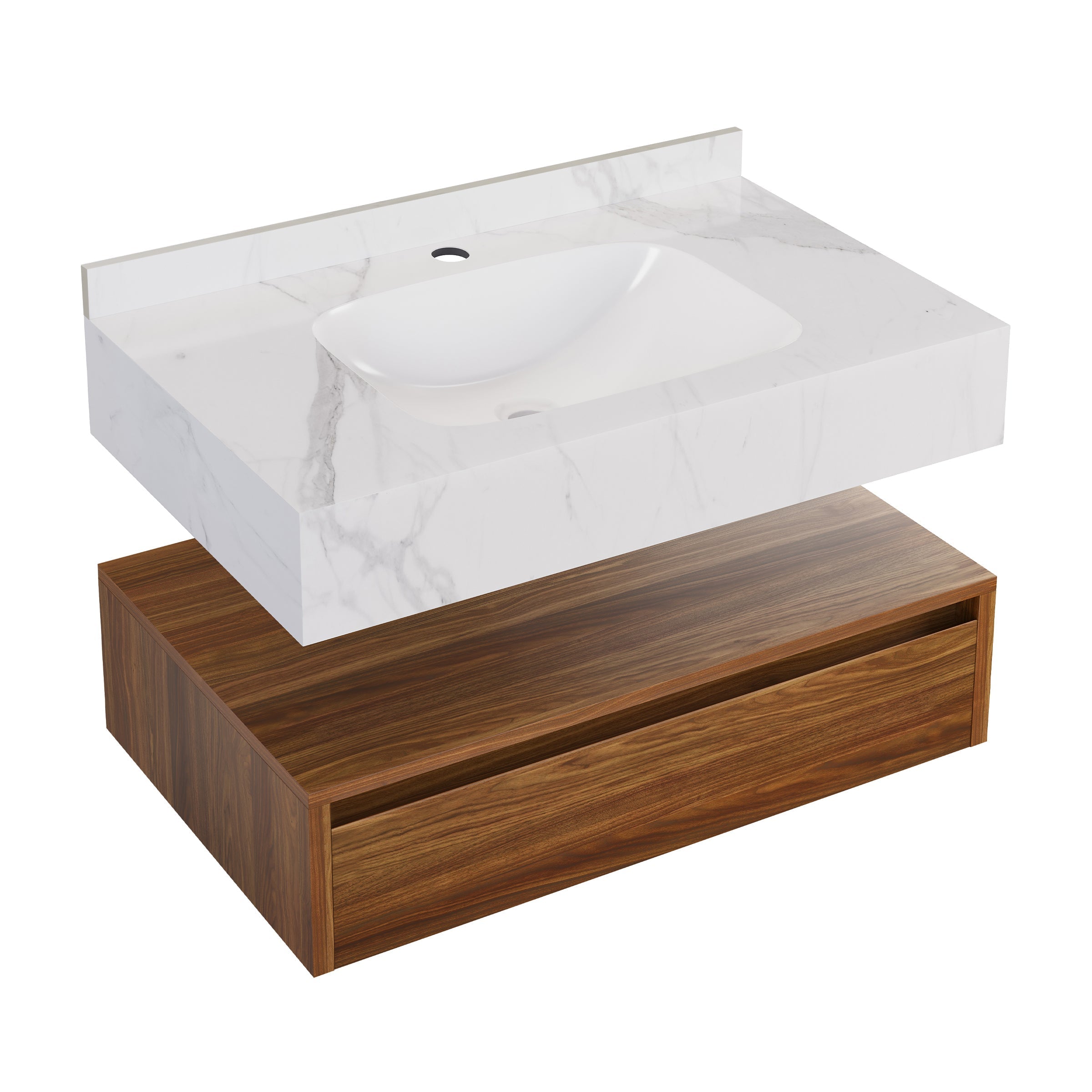 Brown Oak / White Marble