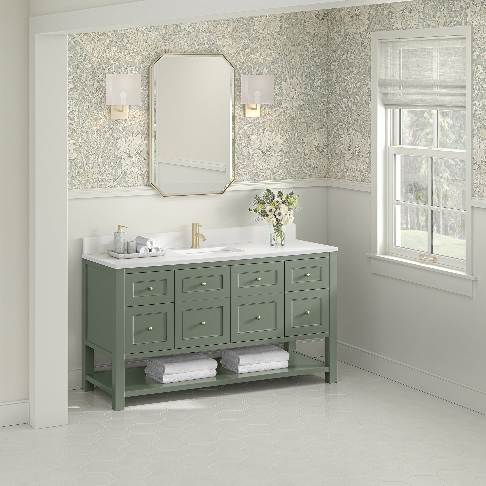 Smokey Celadon / White Zeus - 1 Faucet Hole