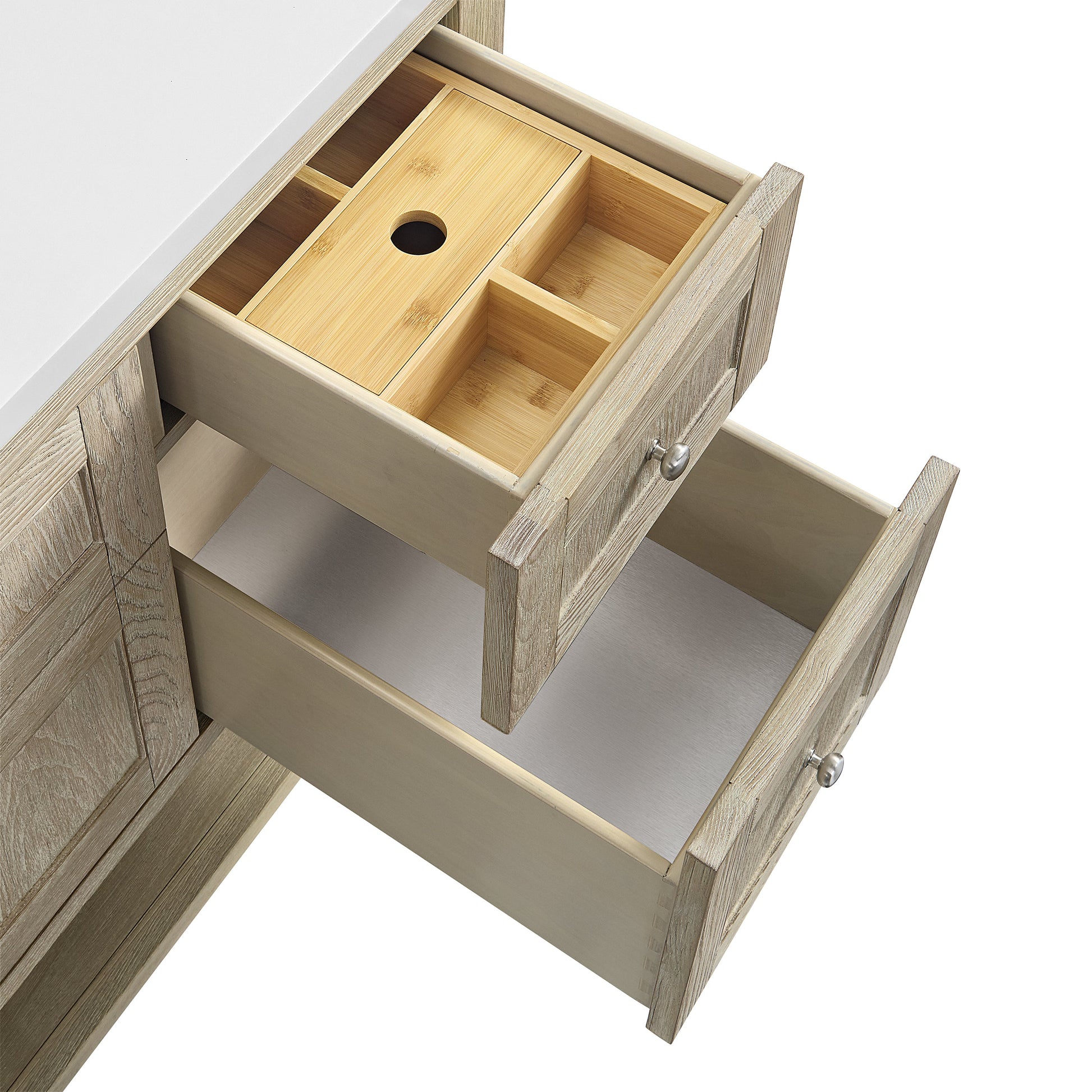 Whitewashed Oak / Victorian Silver - 3 Faucet Holes