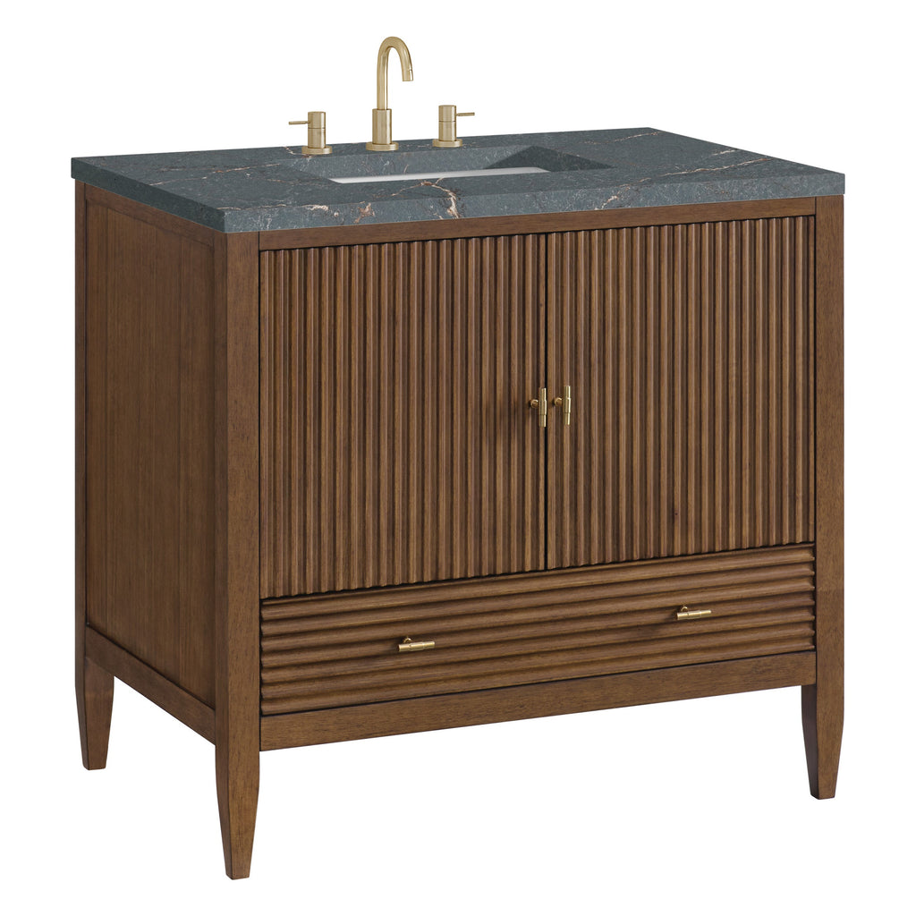 Mid-Century Walnut / Parisien Bleu - 3 Faucet Holes