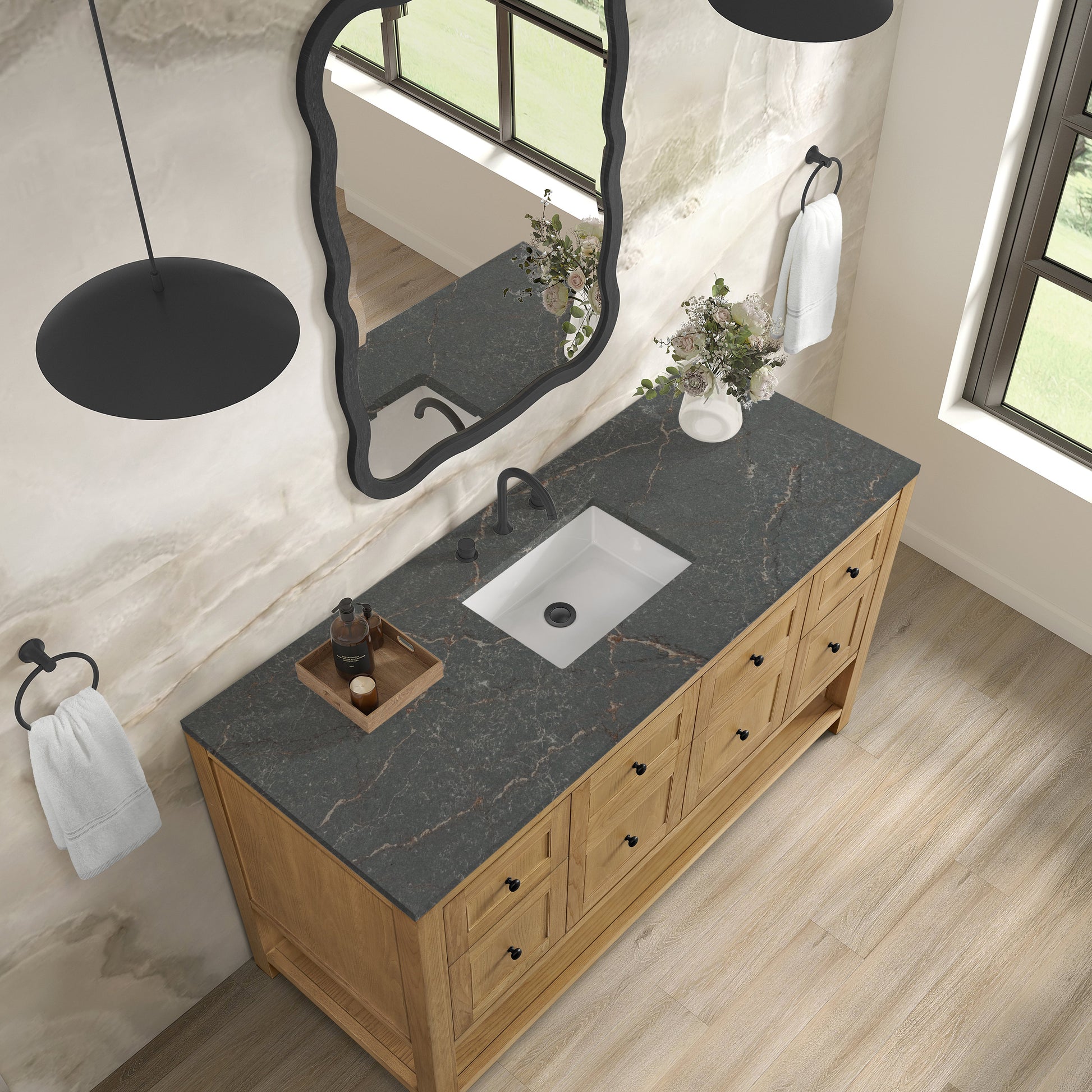 Light Natural Oak / Parisien Bleu - 3 Faucet Holes