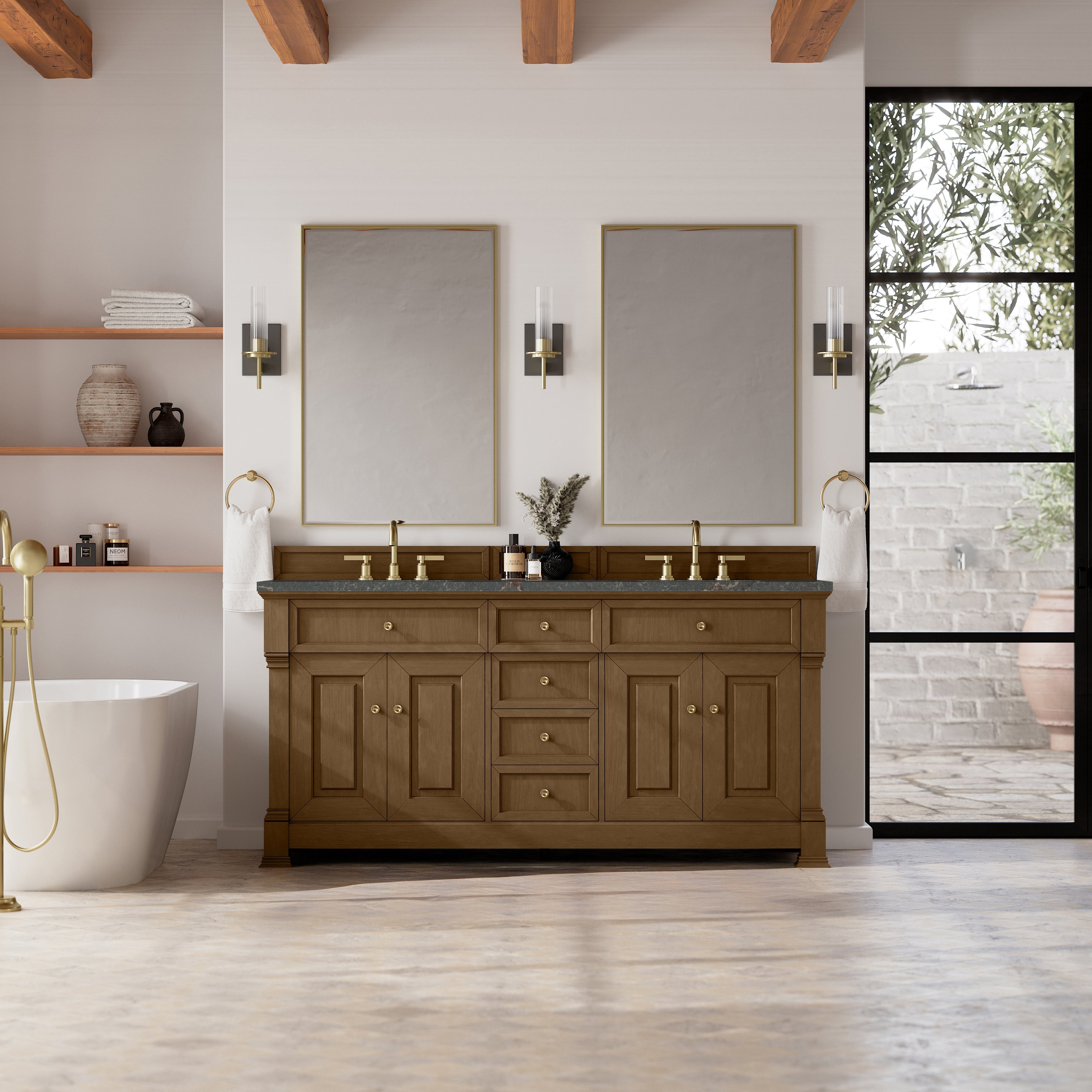 Honey Oak / Parisien Bleu - 3 Faucet Holes