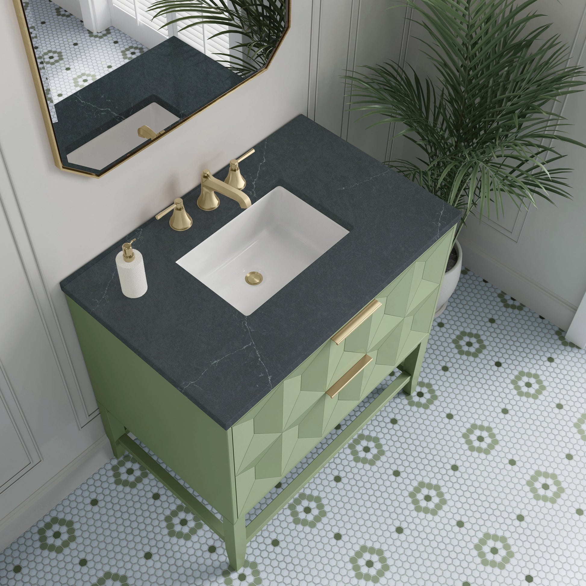Pistachio / Charcoal Soapstone - 3 Faucet Holes