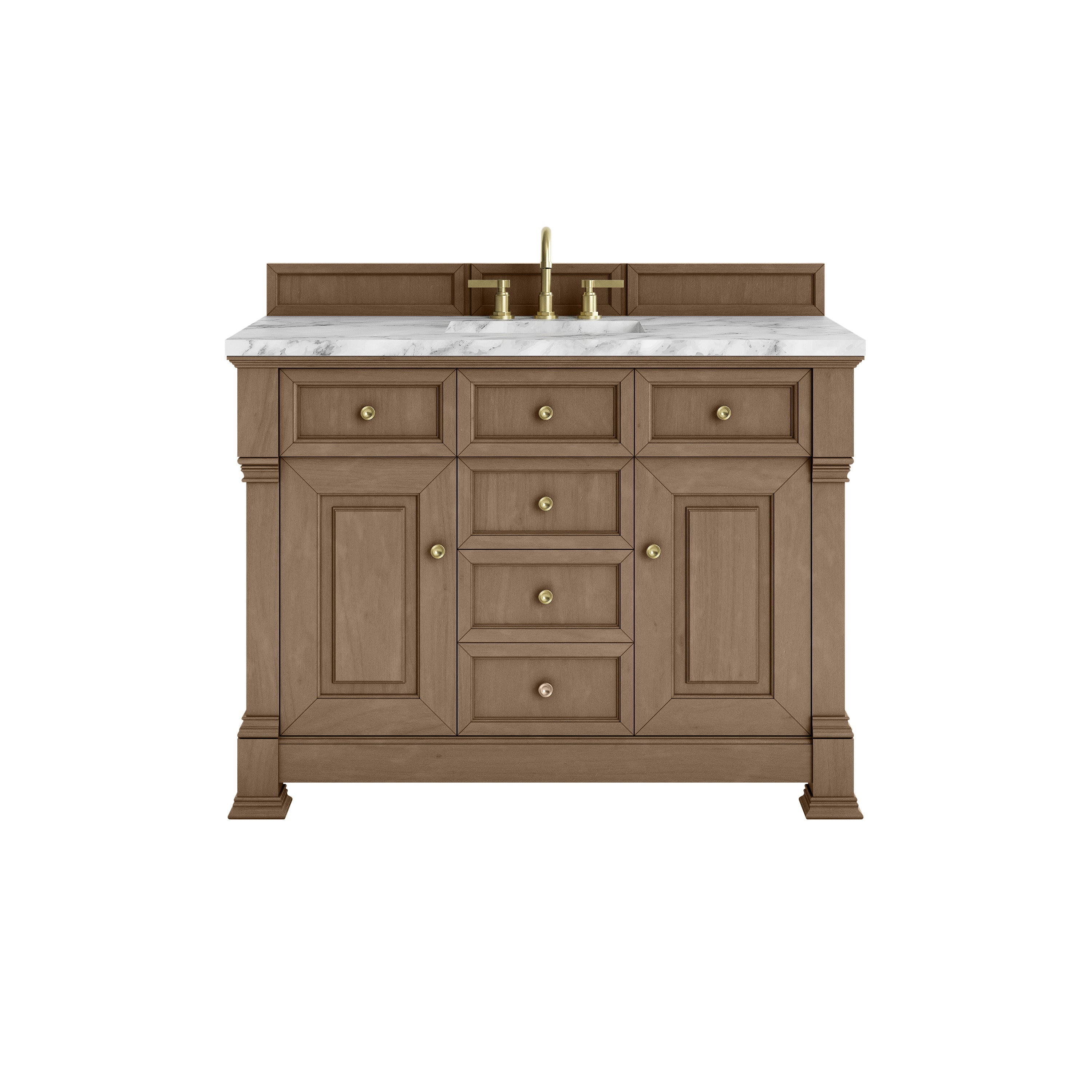 Pecan / Carrara White - 3 Faucet Holes