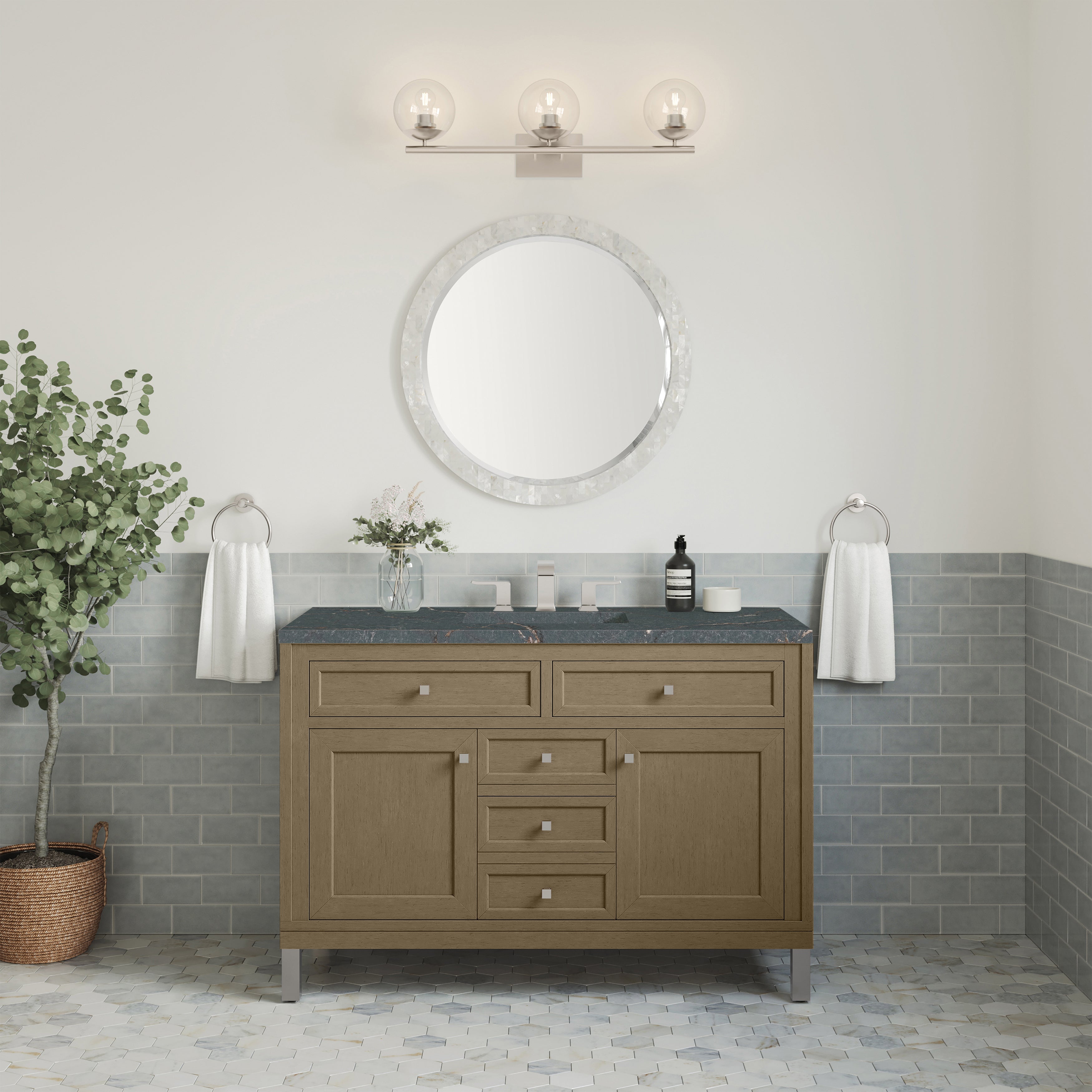 Walnut Whisper / Parisien Bleu - 3 Faucet Holes