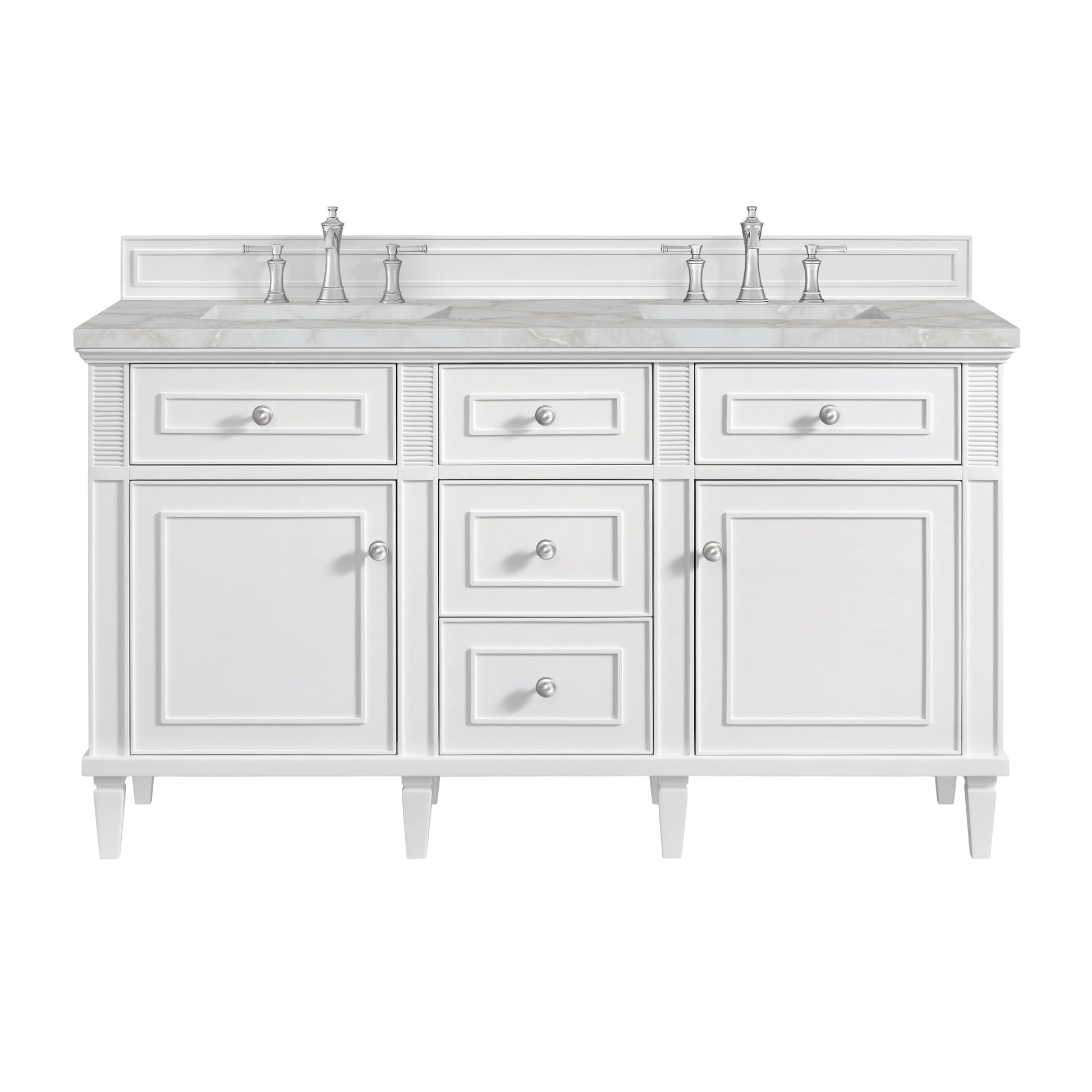 Bright White / Victorian Silver - 3 Faucet Holes