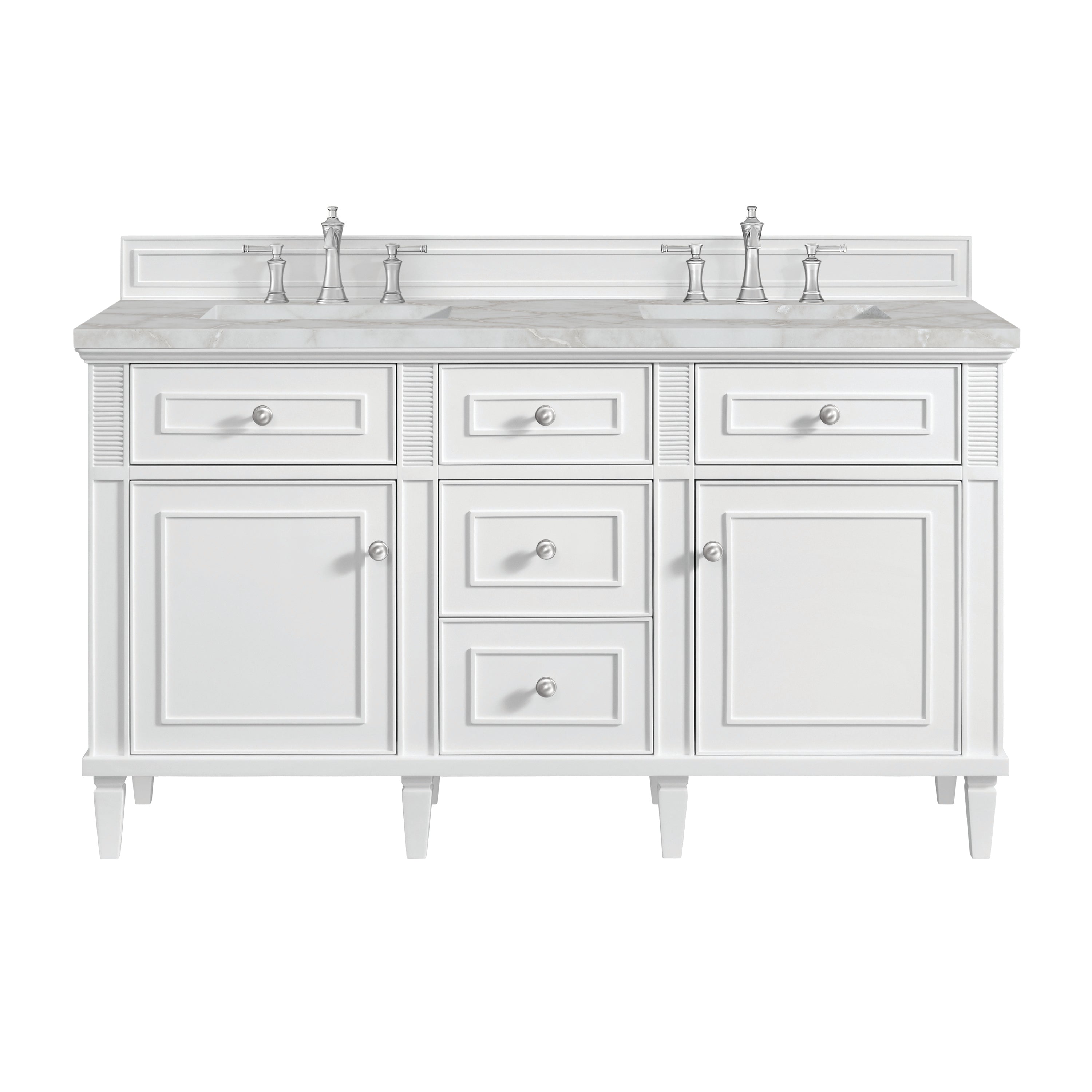 Bright White / Victorian Silver - 3 Faucet Holes