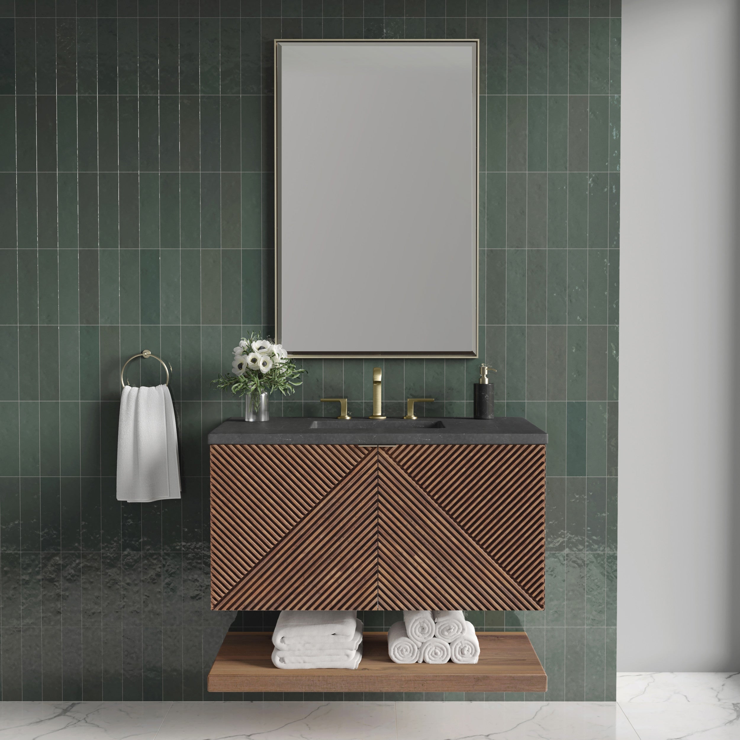 Chestnut / Charcoal Soapstone - 3 Faucet Holes