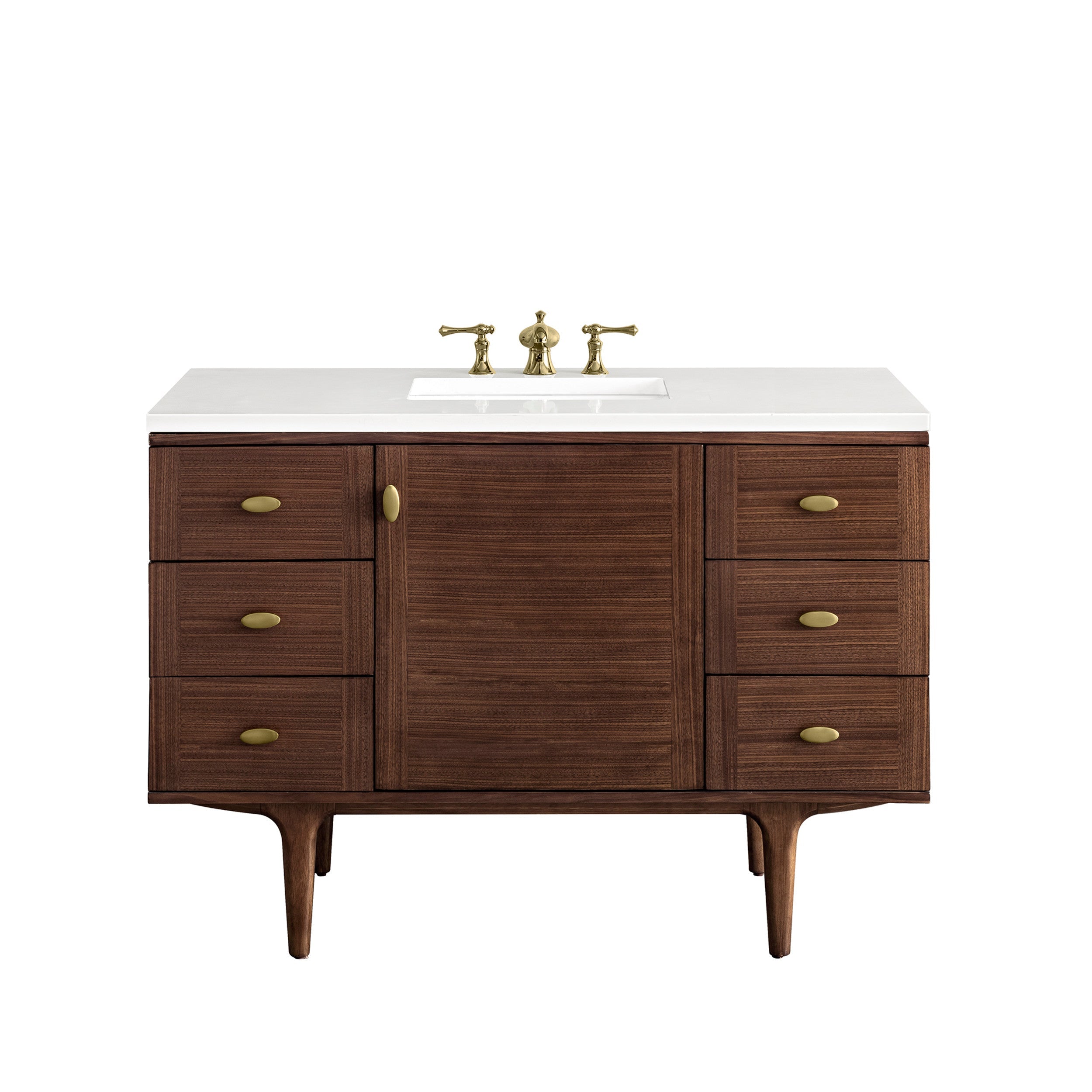 Mid-Century Walnut / White Zeus - 3 Faucet Holes
