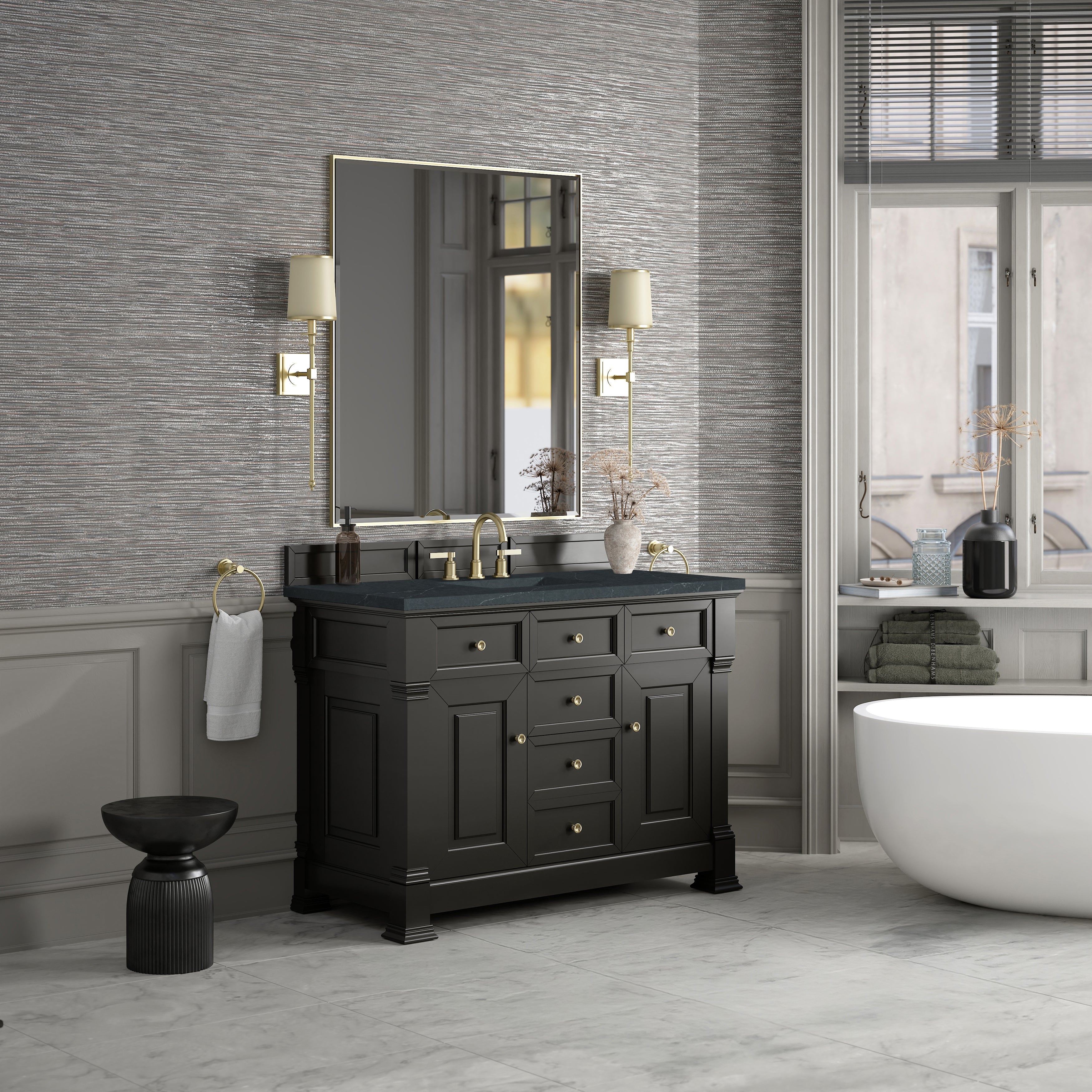 Black Onyx / Charcoal Soapstone - 3 Faucet Holes