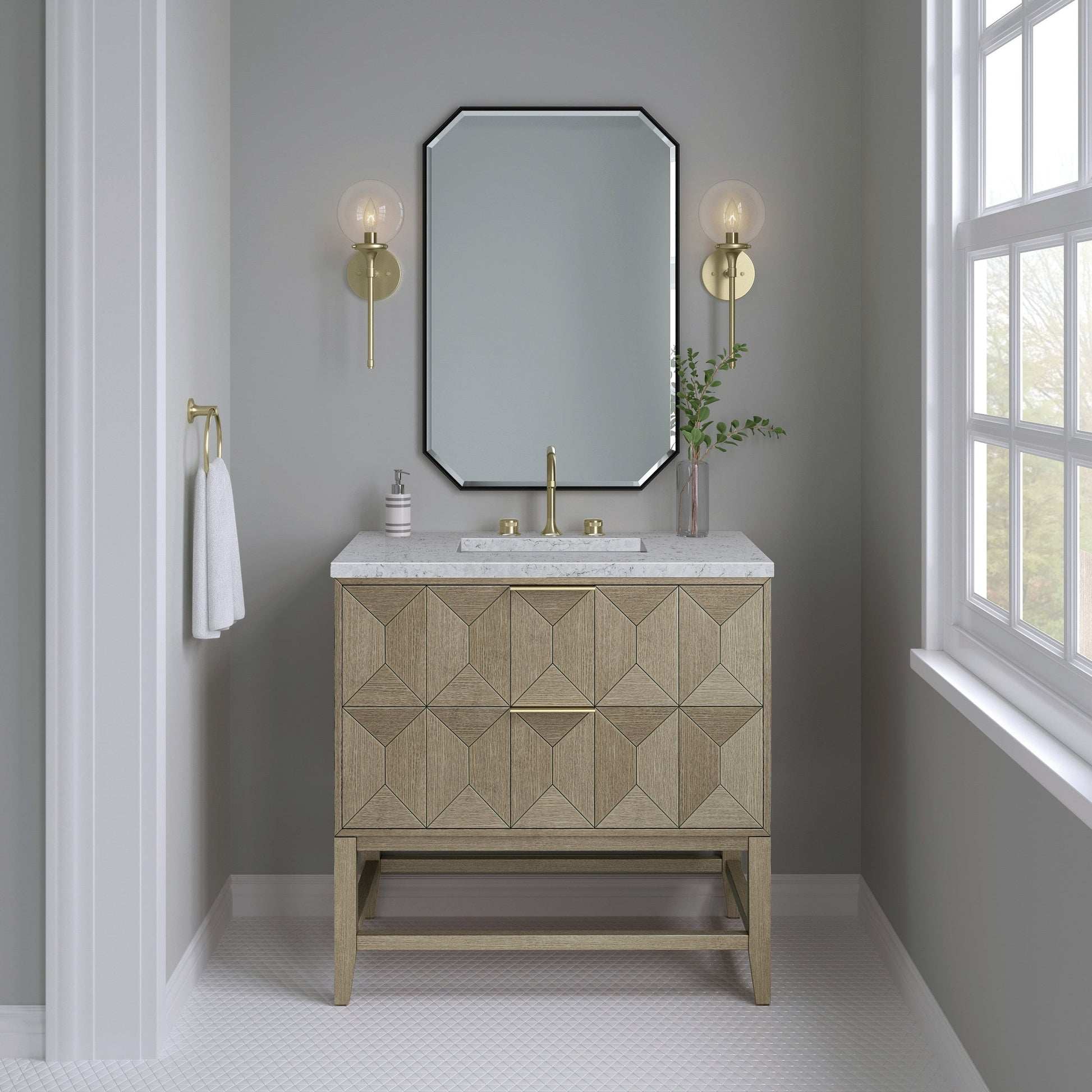 Pebble Oak / Eternal Jasmine Pearl - 3 Faucet Holes