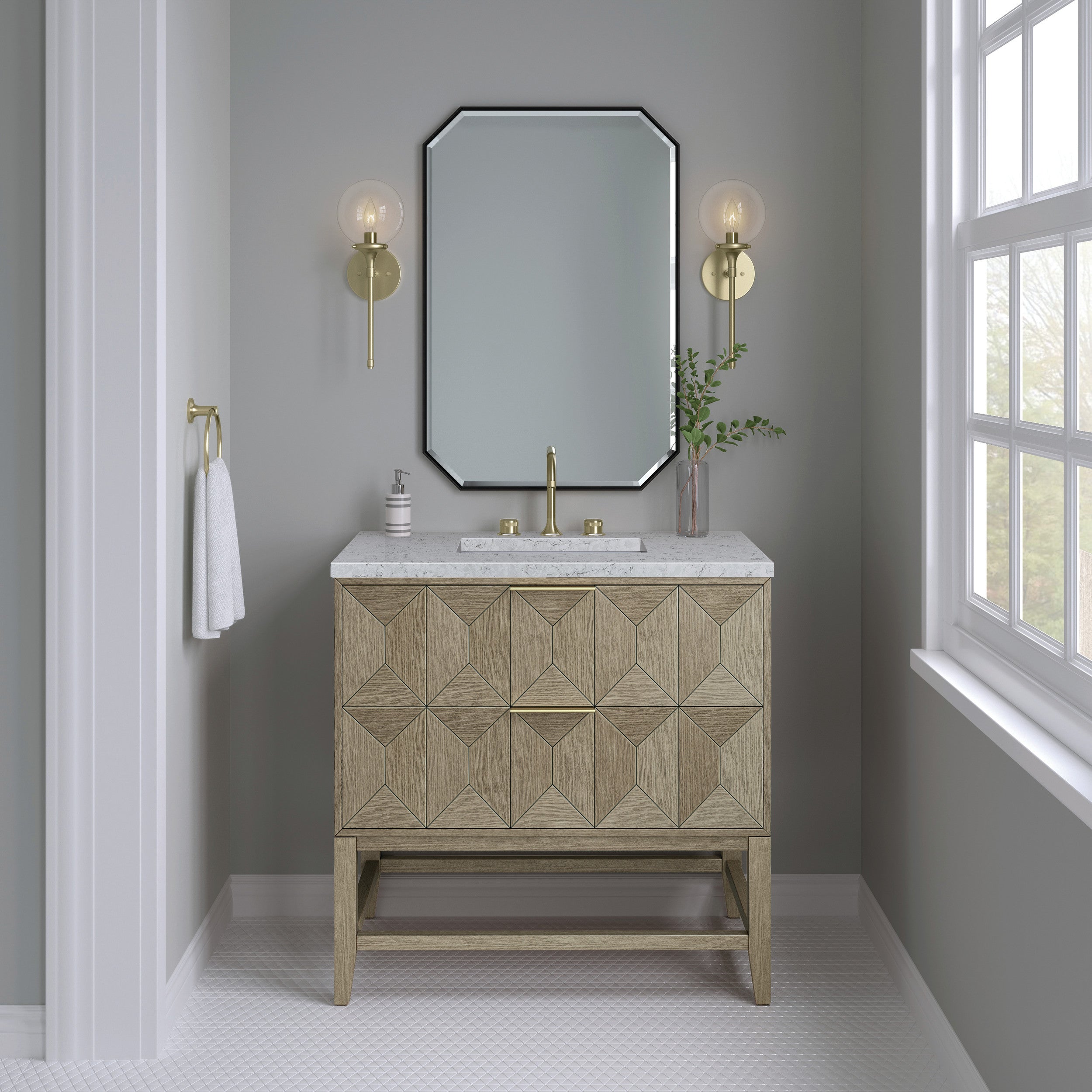 Pebble Oak / Eternal Jasmine Pearl - 3 Faucet Holes
