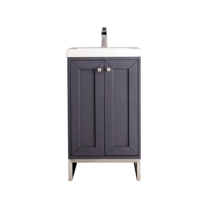 Mineral Gray / White Glossy / Brushed Nickel - 1 Faucet Hole