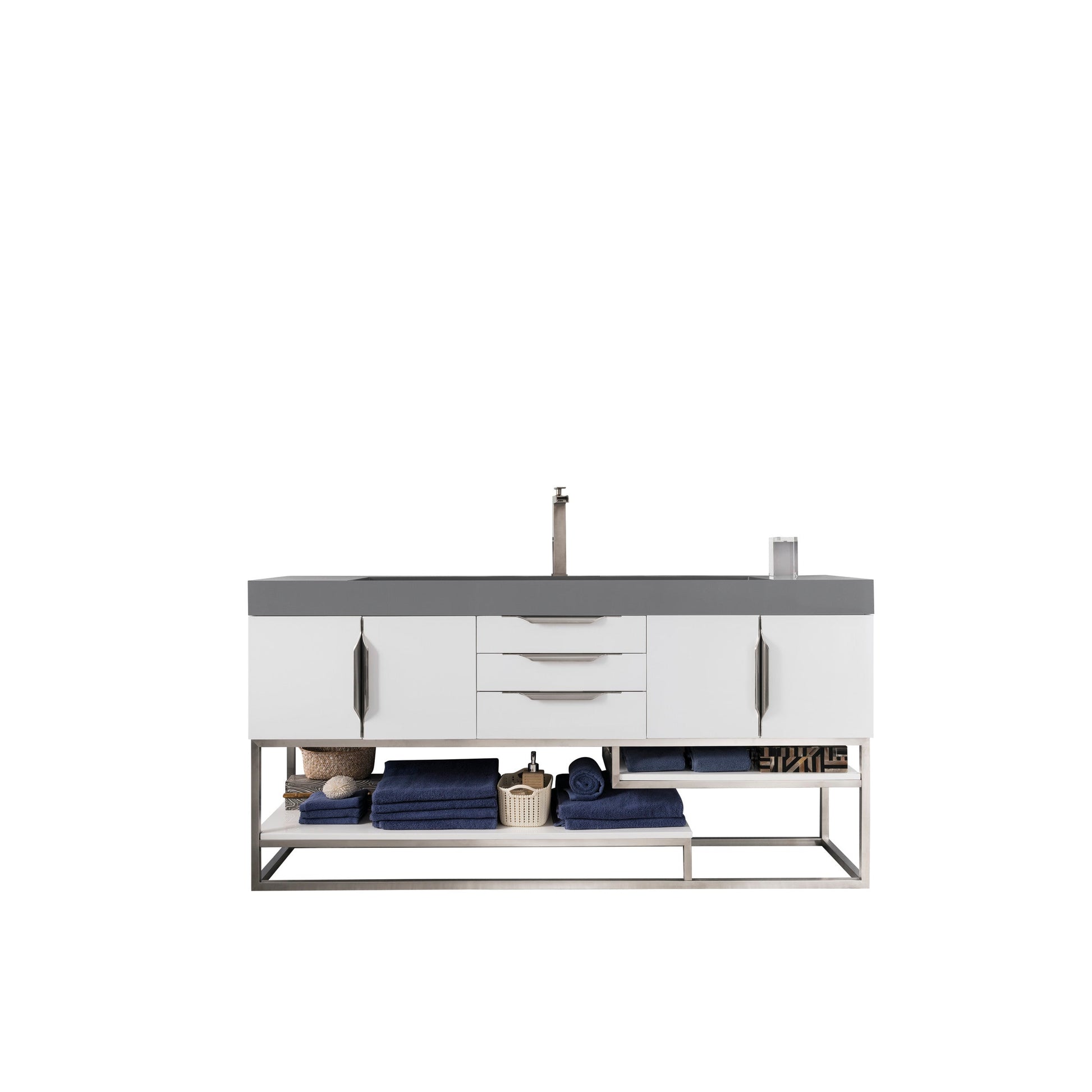 Glossy White / Dusk Grey Glossy - 1 Faucet Hole