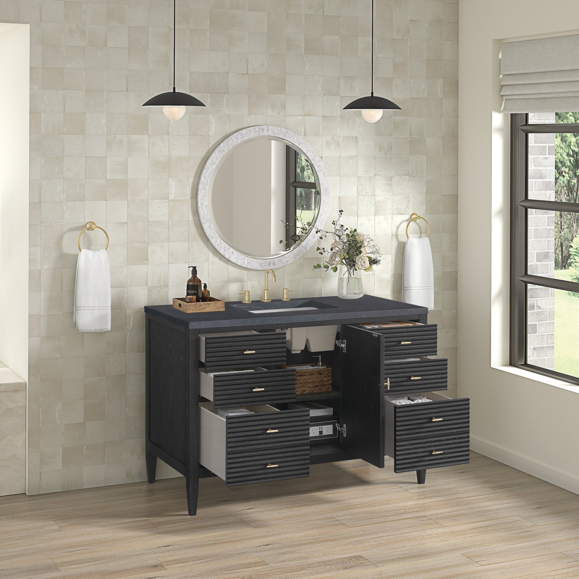 Carbon Oak / Charcoal Soapstone - 3 Faucet Holes