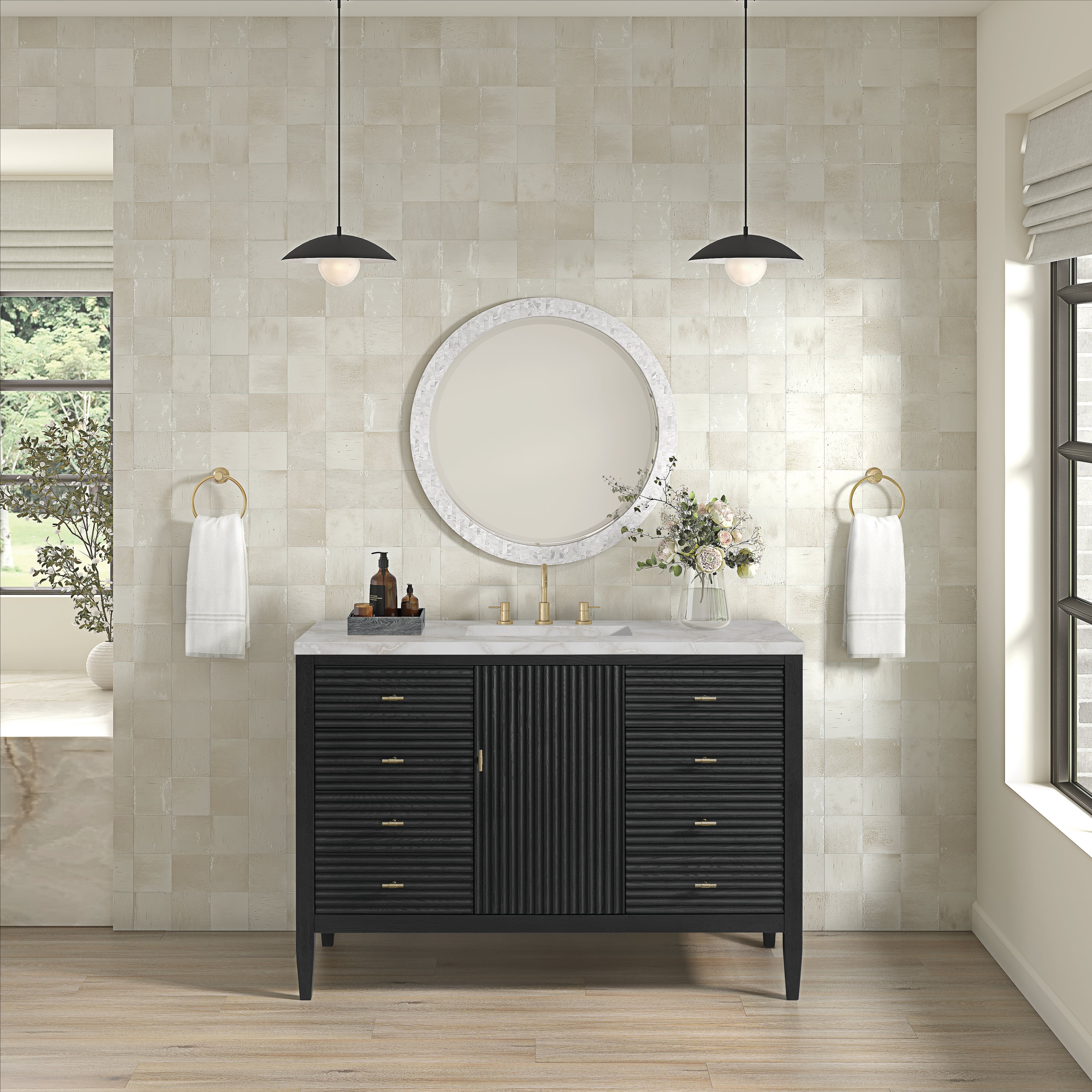 Carbon Oak / Victorian Silver - 3 Faucet Holes