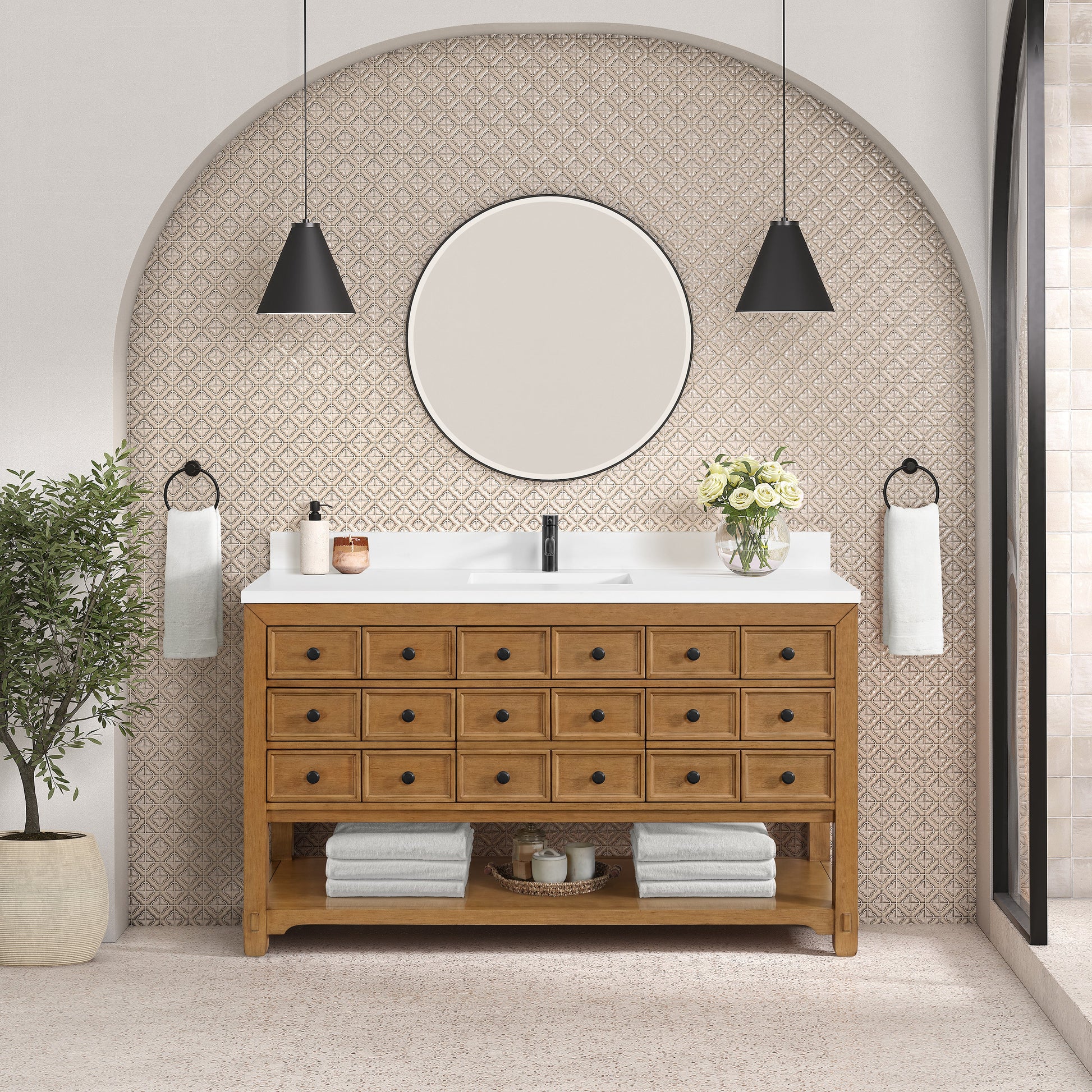 Amber Birch / White Zeus - 1 Faucet Hole